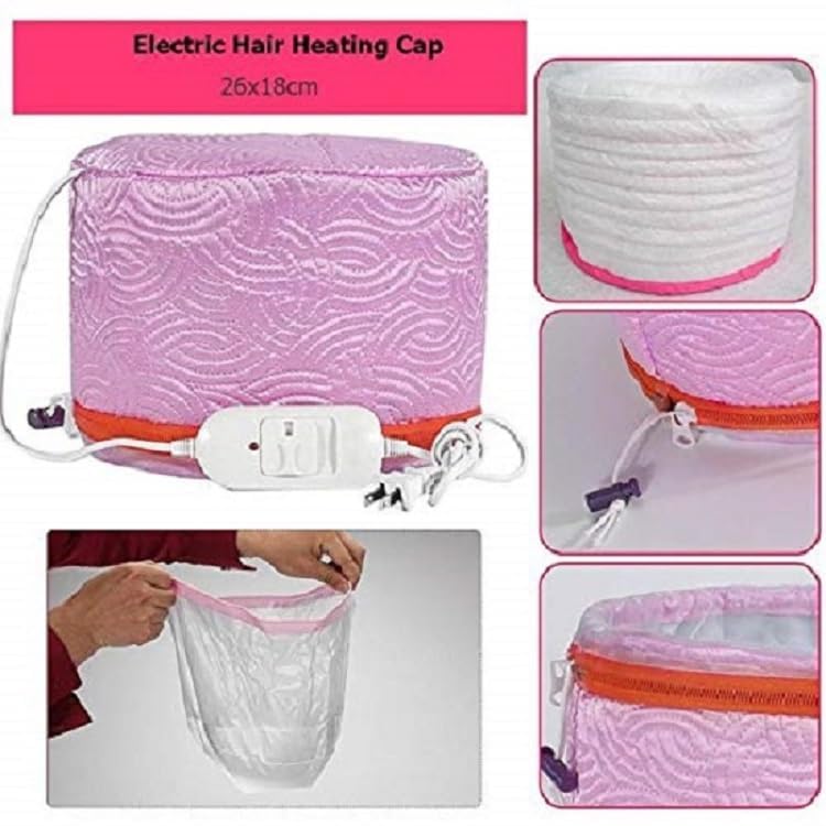 VONITY Pink Spa Cap - Self Heating Hair Steamer for Deep Conditioning, Hot Therapy & Hair Treatment at Home | Perfect for Dry, Damaged Hair & Scalp Care | AS-786
