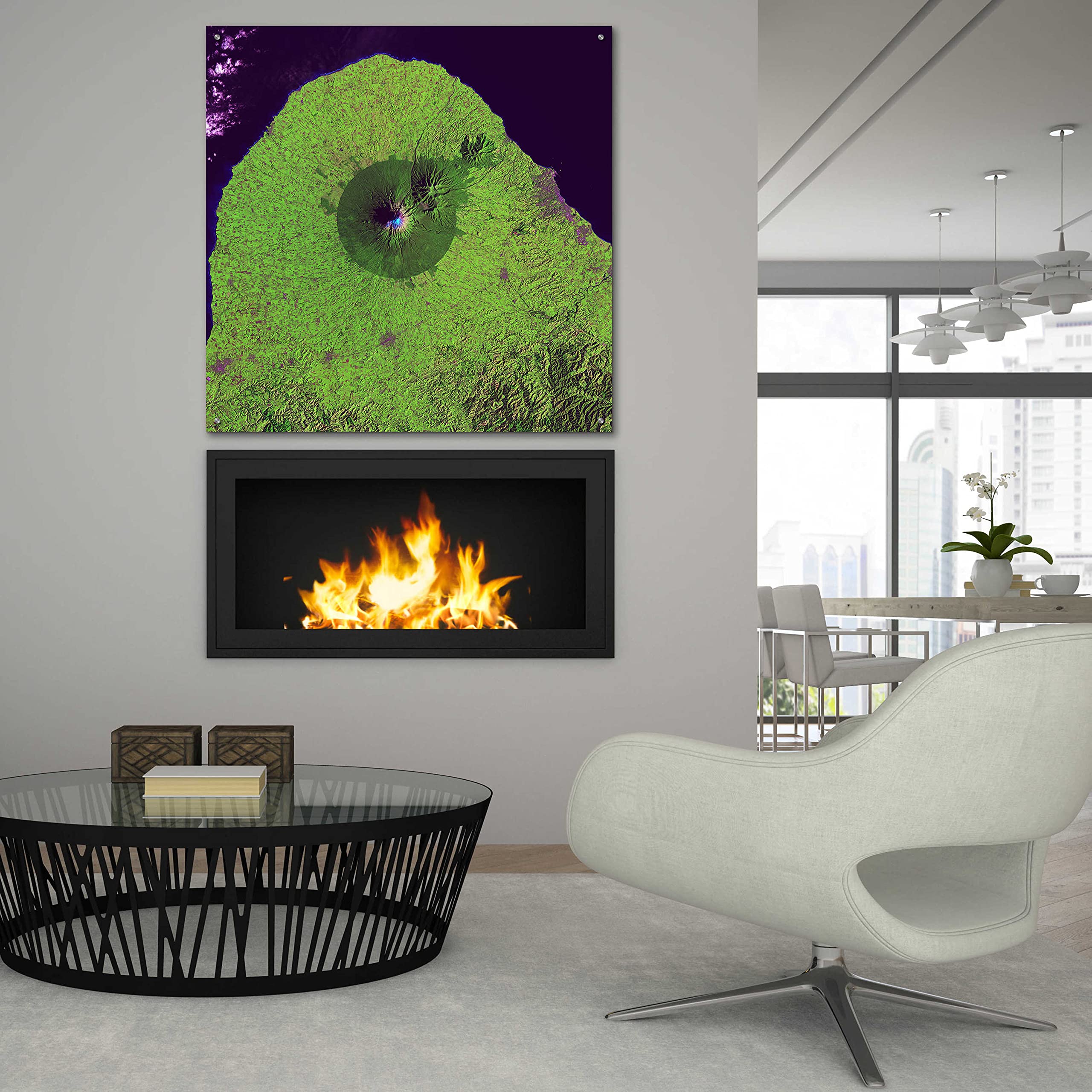 Epic Art 'Earth as Art: Mount Taranaki' - 36x36 Inch Acrylic Glass Wall Decor - Modern Landscape Painting for Living Room, Bedroom & Office
