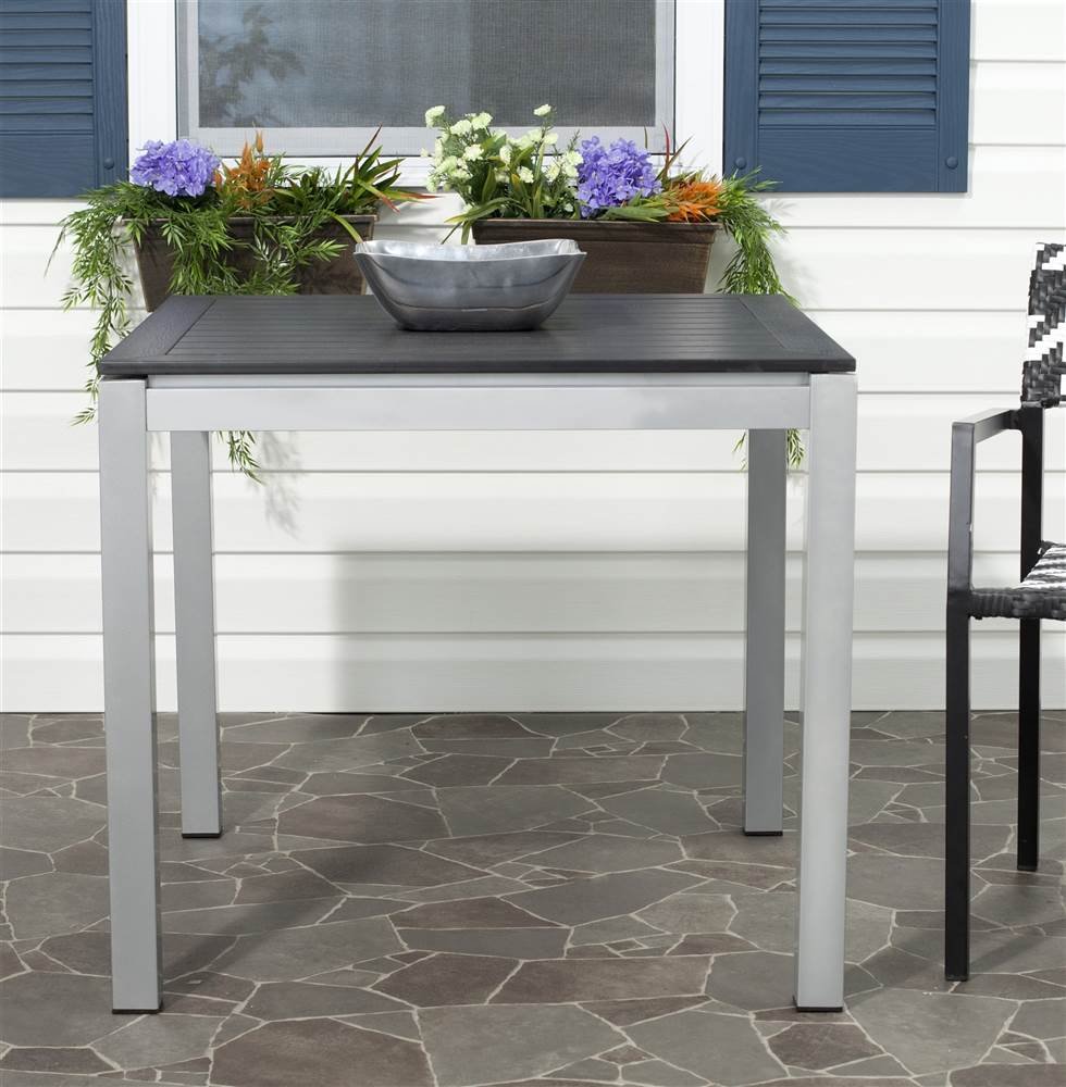 Safavieh Onika Square Outdoor Dining Table - Weather-Resistant Black Metal Patio Table for Garden, Poolside & Backyard Dining