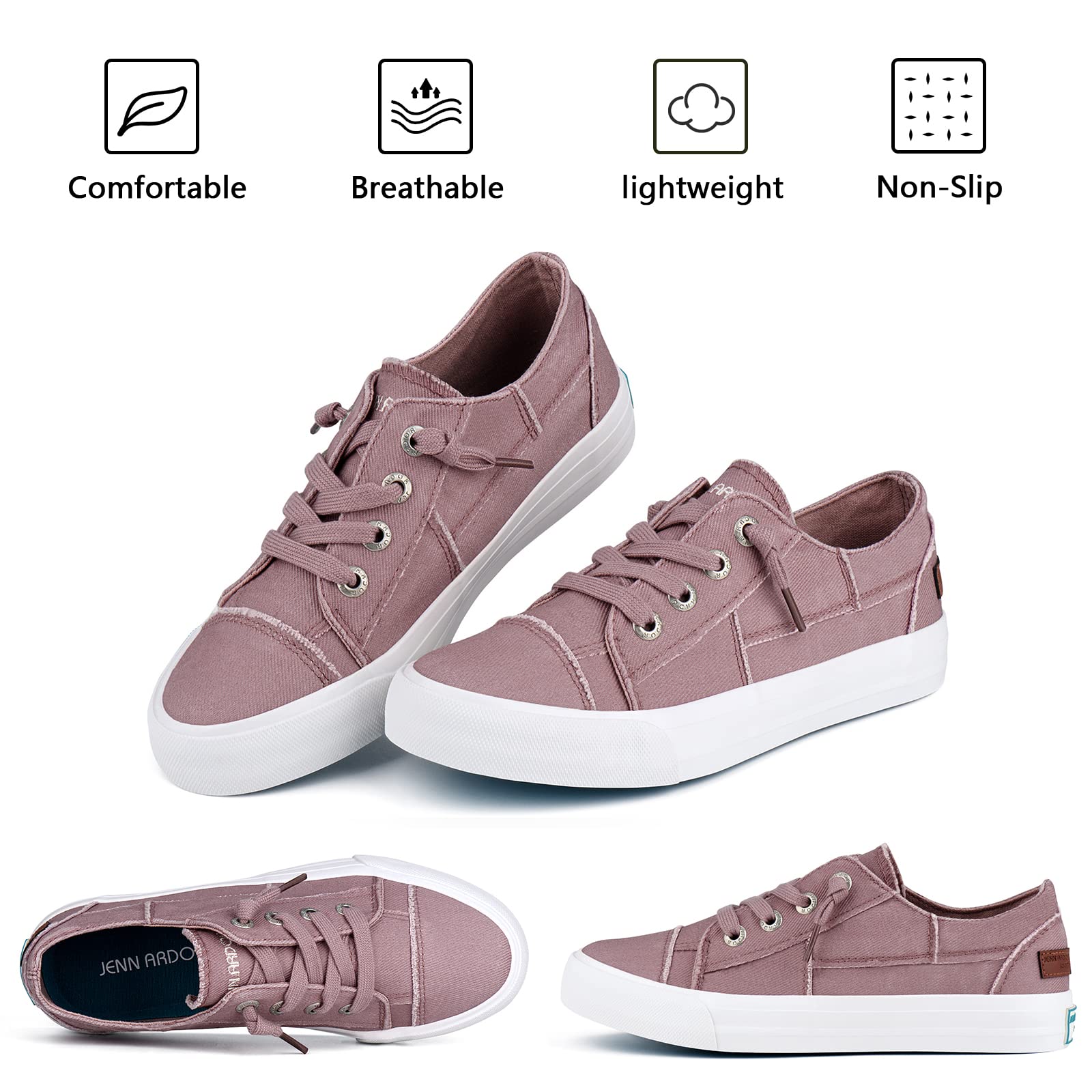 JENN ARDOR Women's Slip-On Canvas Sneakers - Comfortable Low Top Walking Shoes for Casual Outfits & Everyday Wear | Fashionable & Lightweight Flats for Work, Travel & Errands
