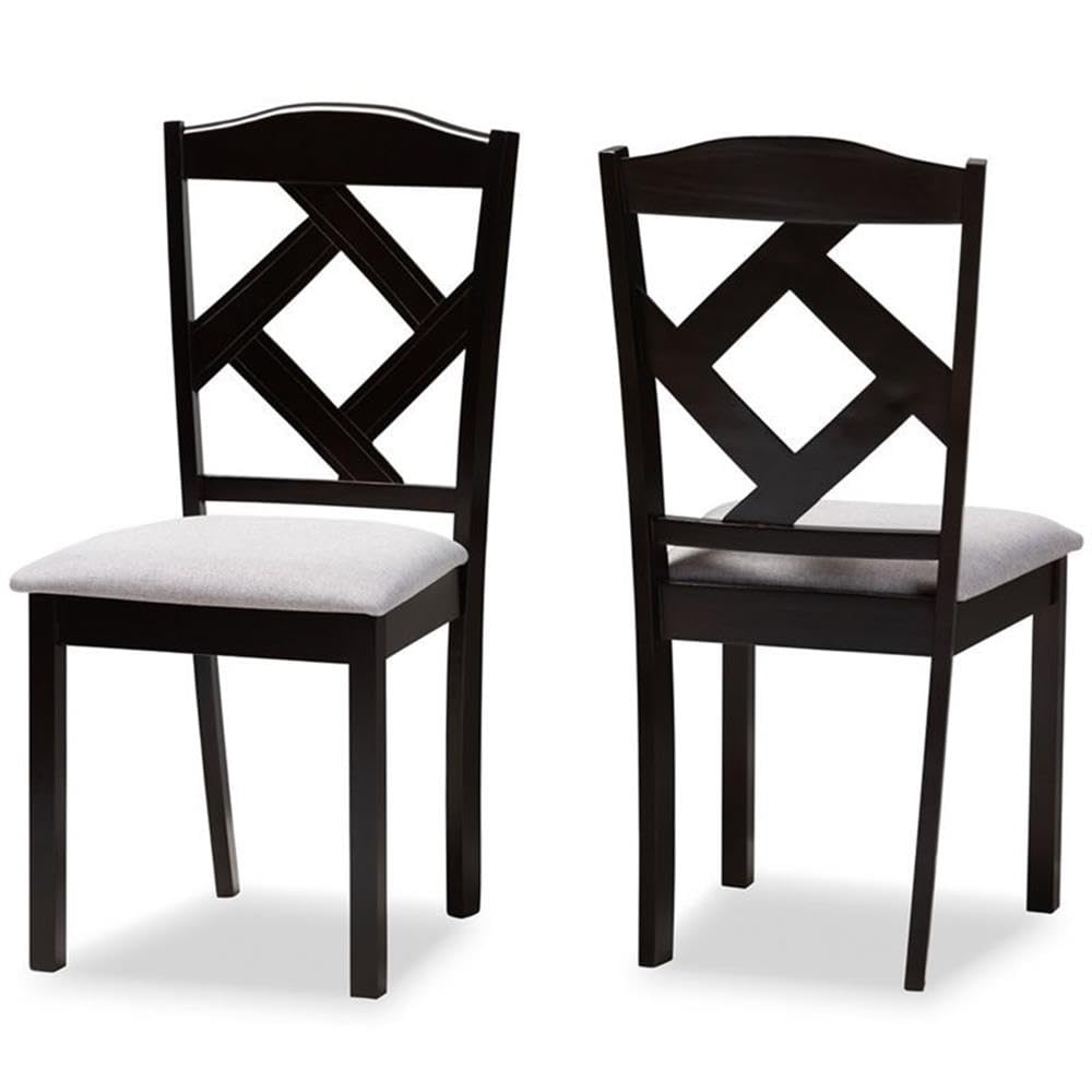 BOWERY HILL Modern Dining Chairs Set of 2 - Grey and Brown Upholstered Side Chairs for Kitchen, Dining Room & Office - Comfortable Seating for Home & Restaurant Use
