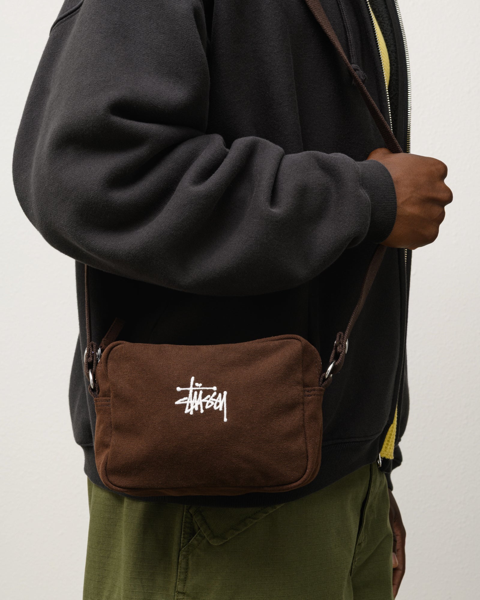 134255 Brown Canvas Side Pouch - Durable & Stylish Waist Bag for Hiking, Travel & Outdoor Adventures
