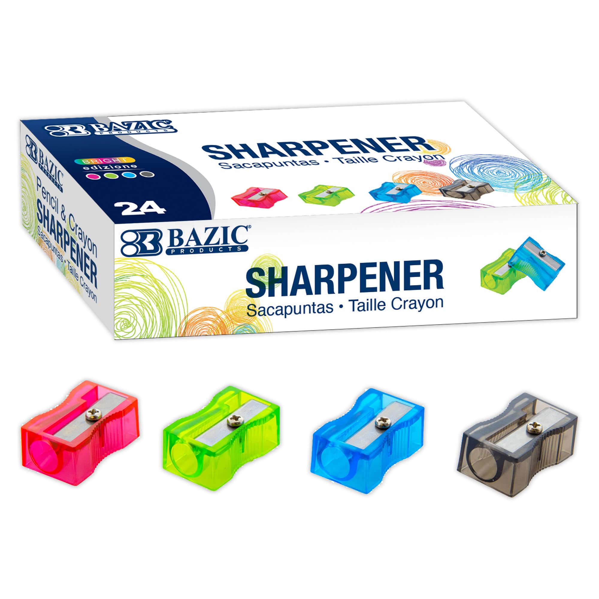 BAZIC Single Hole Pencil Sharpener with Square Blade - 576 Pack for Standard Pencils & Crayons - Perfect for School, Office, and Art Projects