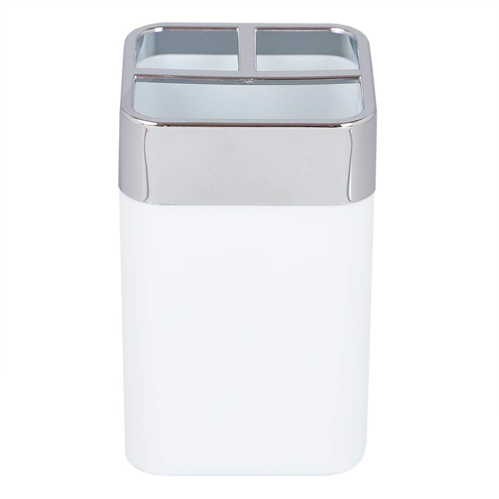 Home Basics TH35012 White Toothbrush Holder - Bathroom Organizer for Countertop, Sink, or Shower Storage