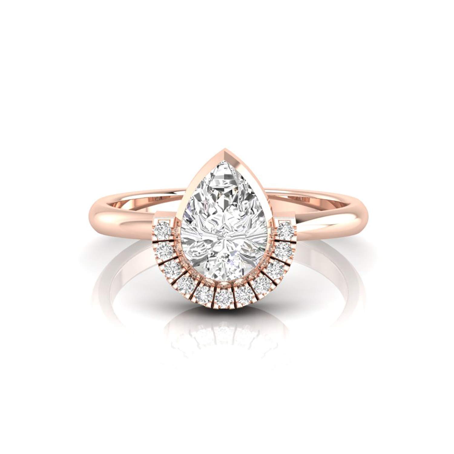 0.67 CTW Pear Cut FG/VVS1 Moissanite Bezel Set Tiara Engagement Ring for Women - Unique Half Halo Wedding & Anniversary Ring - Perfect for Proposals, Bridal Jewelry & Special Occasions