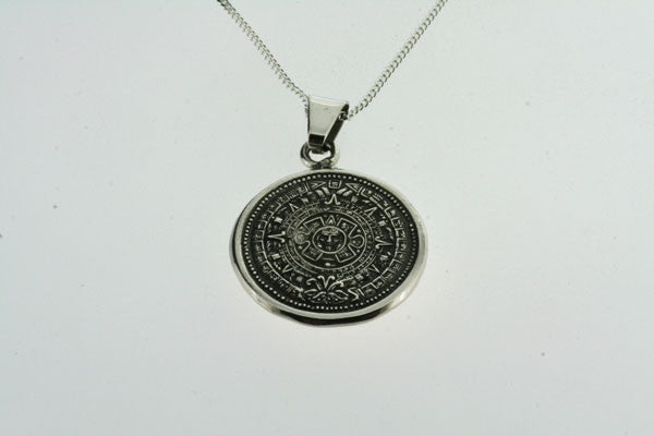 Authentic Mayan Calendar Pendant Necklace - 55cm Sterling Silver Chain - Perfect for Spiritual Gifts, Meditation & Cultural Jewelry Lovers