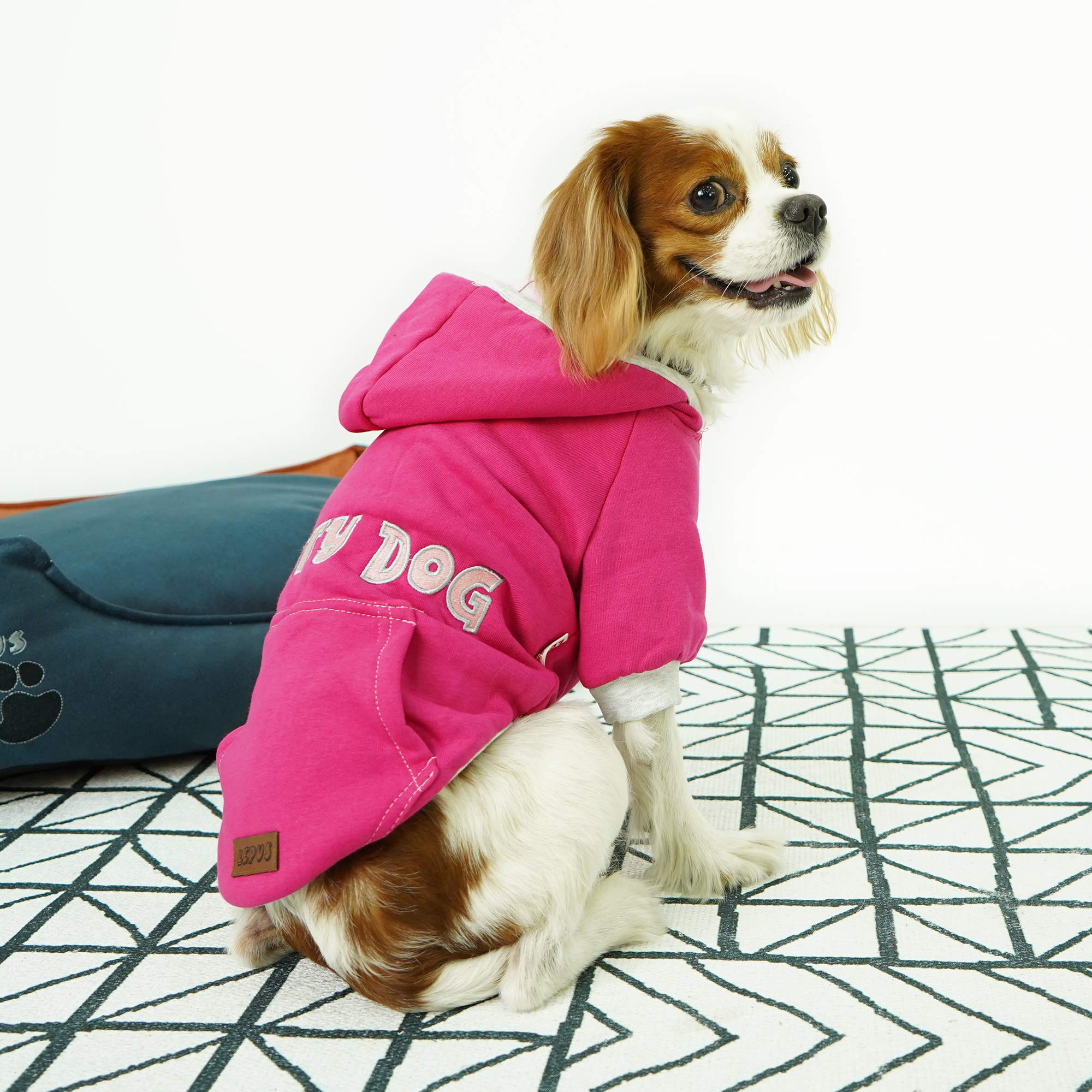 SussexHome Pets XXL Dog Hoodie - Cute Washable Dog Sweater with Full Coverage in Fuchsia - Cozy Winter Outfit for Large Dogs at Home & Outdoor Walks