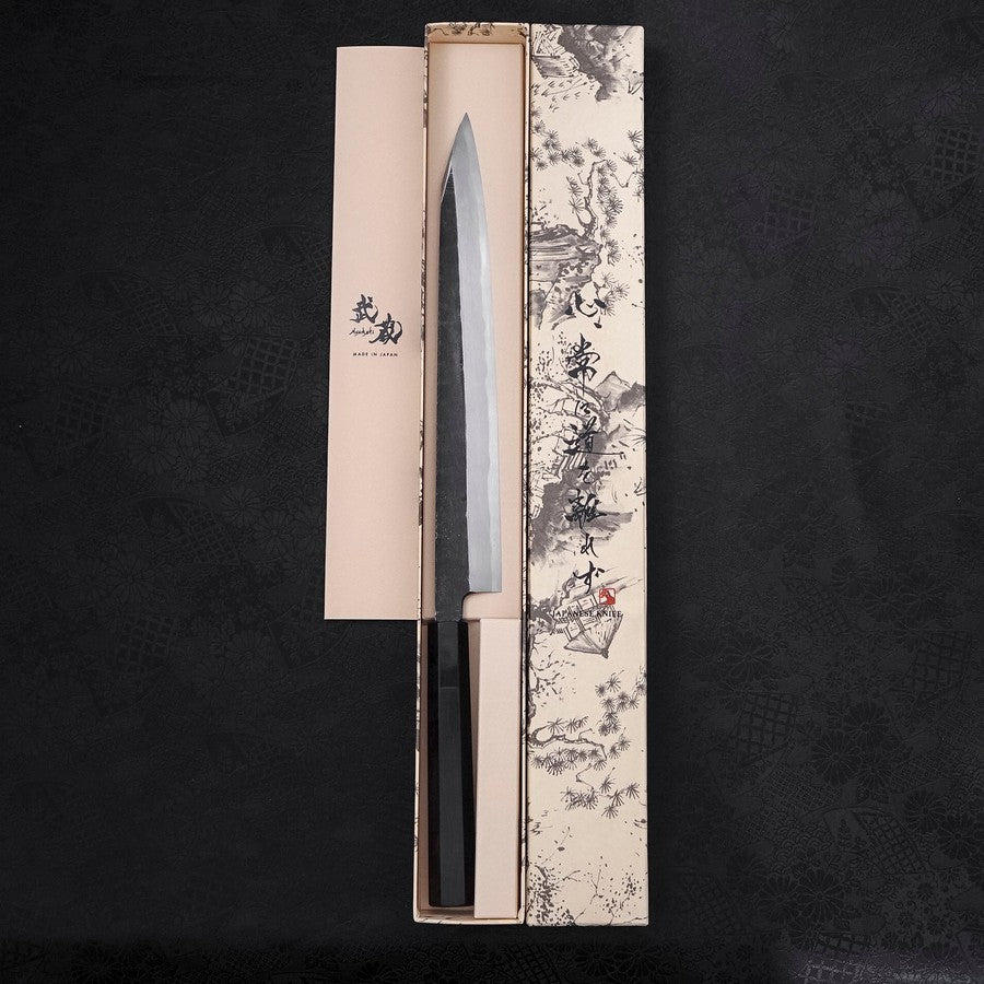Premium Yanagi Kiritsuke Japanese Chef Knife - Blue Steel #2 Kurouchi Finish with Buffalo Ebony Handle 270mm - Perfect for Sushi, Sashimi & Precision Meat Cutting