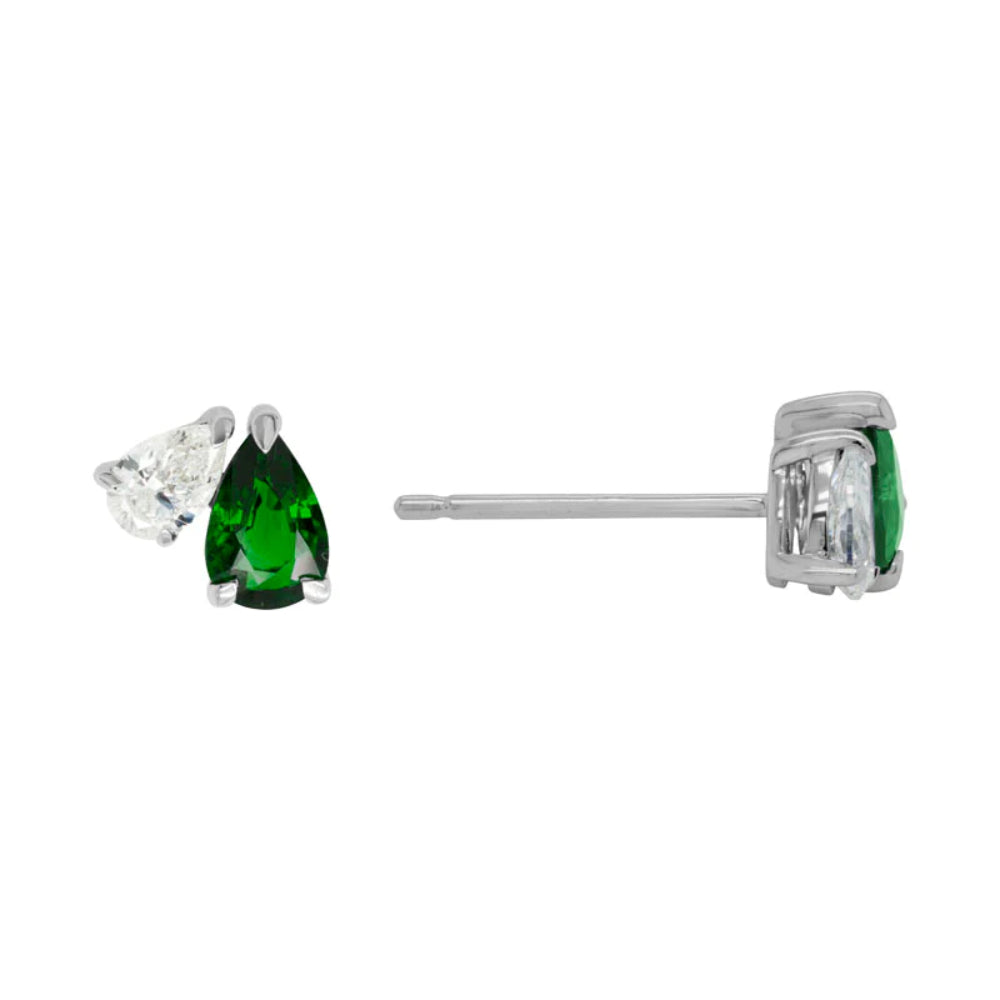 14K Gold Pear Cut Emerald Stud Earrings for Women - Dainty Green Gemstone Jewelry Gift for Birthday, Anniversary & Special Occasions