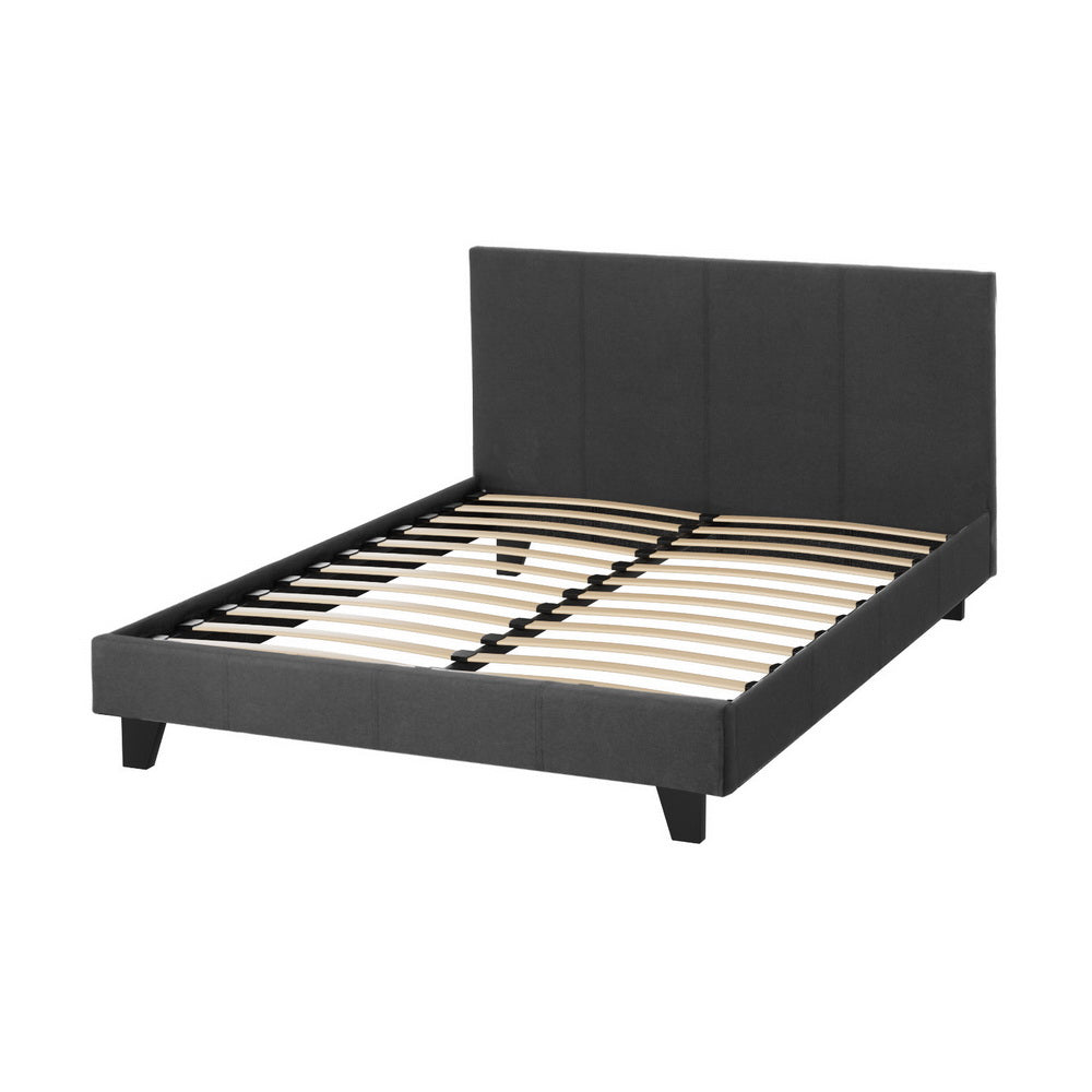 Coogee Grey Double Bed Frame with Sturdy Metal Slats - Perfect for Modern Bedrooms, Guest Rooms & Small Spaces