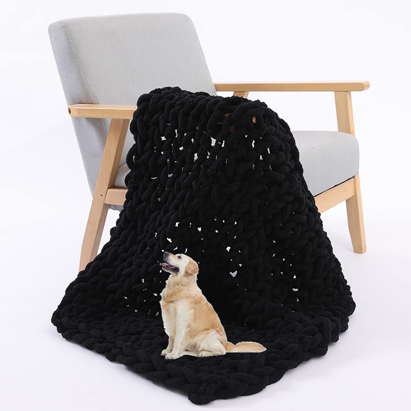 XYXH Chunky Knitted Blanket Throw - Ultra Soft Warm Chenille Handmade Weighted Blanket for Bedroom, Sofa & Home Decor (71x79 Inches) - Perfect for Cozy Evenings, Netflix Binges and Winter Snuggles