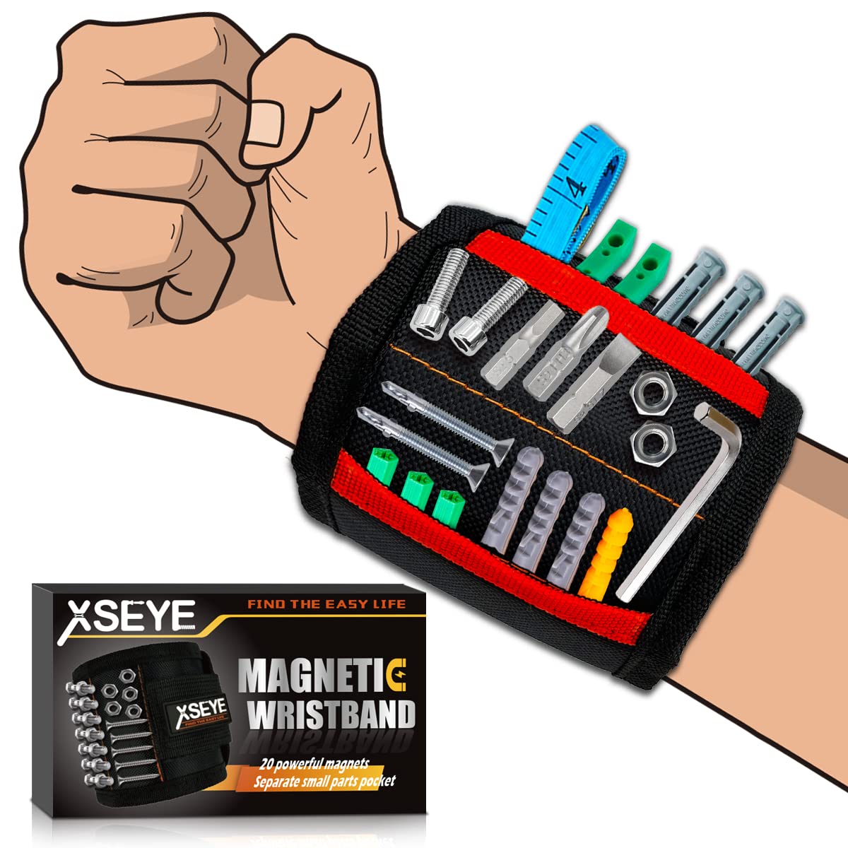Magnetic Wristband Tool Holder for Screws & Nails - Perfect Christmas Stocking Stuffer Gift for Men, Husband, Boyfriend, Dad - Great for Handymen, Electricians & DIY Projects - Unique Gadget for Home Repairs & Workshop Organization