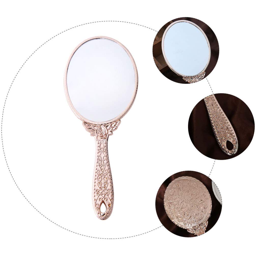 Portable Vanity Mirror with Carved Design - Handheld Travel Makeup Mirror for Women, Compact Cosmetic Mirror for Home, Car, Outdoor & Travel Use
