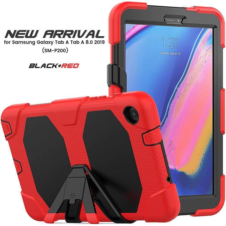 Shockproof Military-Grade Rugged Case for Samsung Galaxy Tab A 8.0 2019 (SM-P200/P205/P207) with S Pen Holder & Stand - Perfect for Outdoor, Travel, and Heavy-Duty Protection