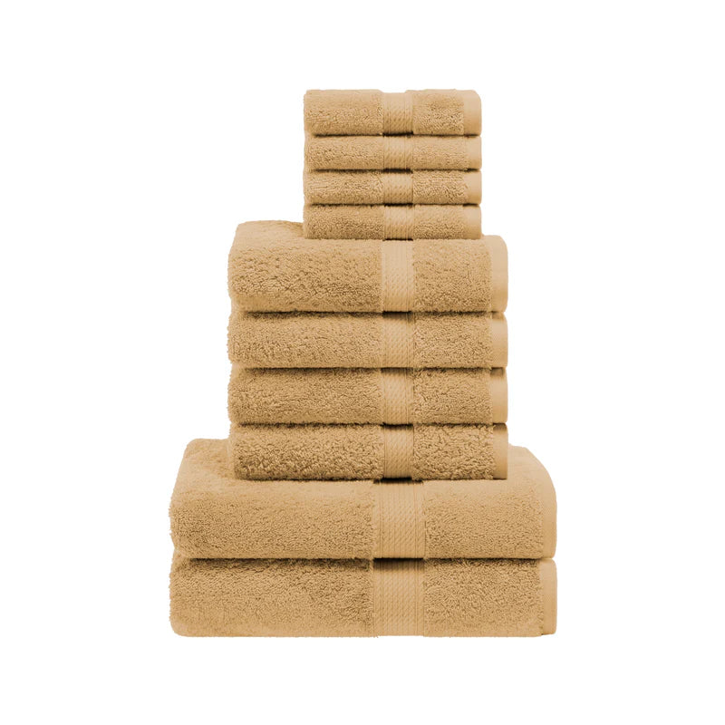 Premium Egyptian Cotton 10-Piece Towel Set - Ultra Soft, Heavyweight & Plush for Bath, Spa & Luxury Home Use