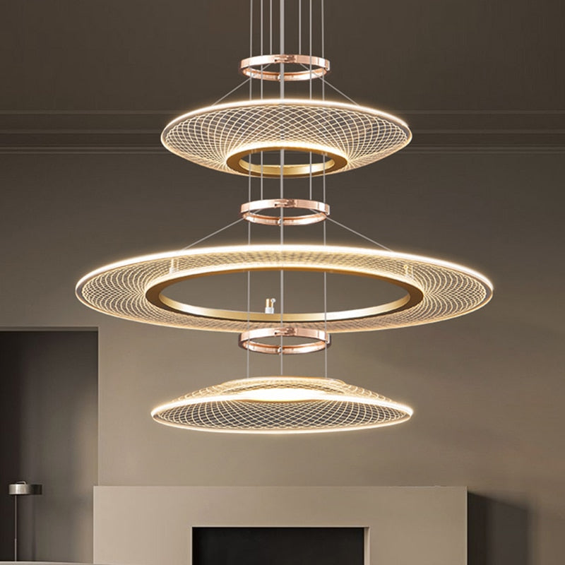 Elegant Crystal Chandelier Rings - Modern Ceiling Light Fixture for Dining Room, Living Room & Bedroom | Dimmable LED Lighting for Home Decor & Wedding Events