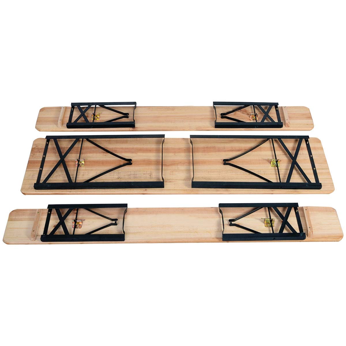 69'' 3-Piece Portable Folding Wooden Picnic Bench Set with 30'' Beer Table - Outdoor/Indoor Dining Furniture for Patio, Garden, Camping & Backyard Gatherings