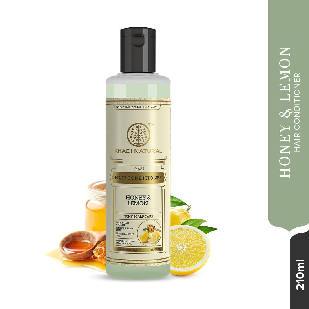 Khadi Natural Honey & Lemon Hair Conditioner 210ml - Organic Deep Conditioning Treatment for Smooth, Shiny & Frizz-Free Hair | Perfect for Dry, Damaged & Curly Hair Types | Daily Use & Salon-Quality Results
