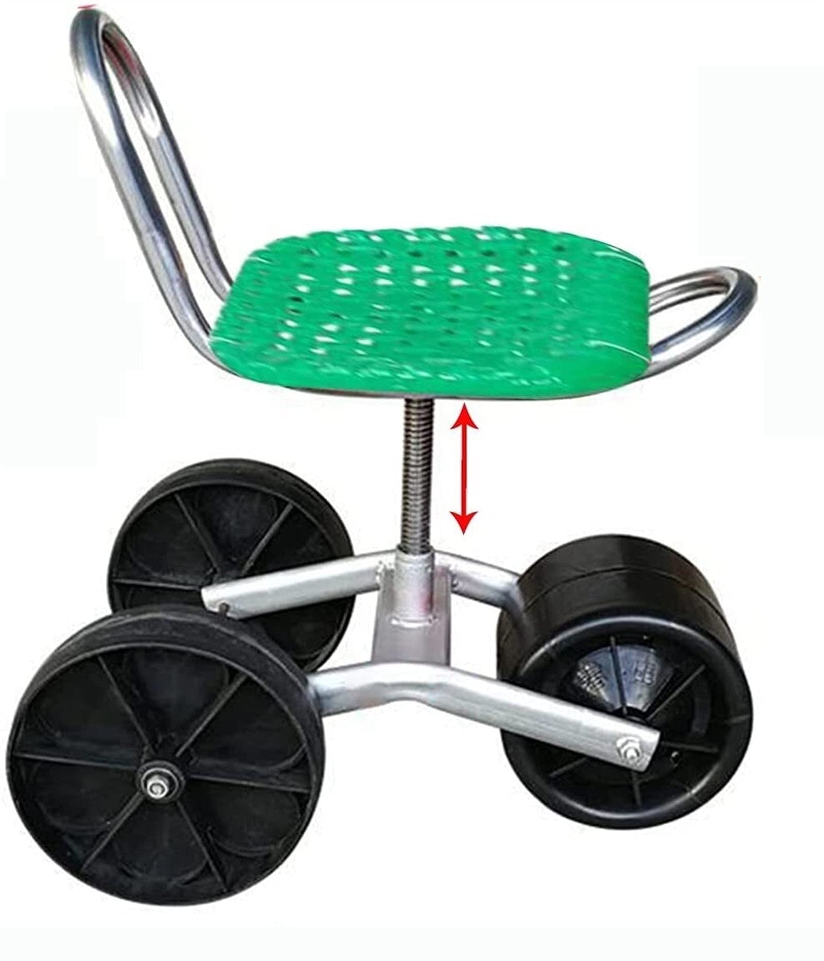 **HSOSK Adjustable Height 360° Rotating Garden Rolling Seat with Backrest - Mobile Garden Stool for Weeding, Planting & Lawn Care - Perfect for Outdoor Gardening & Yard Maintenance**