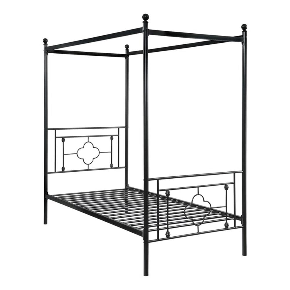 Homelegance Hosta Metal Canopy Bed Frame - Twin Size, Black Finish - Perfect for Kids Rooms, Guest Bedrooms & Cozy Dorm Spaces