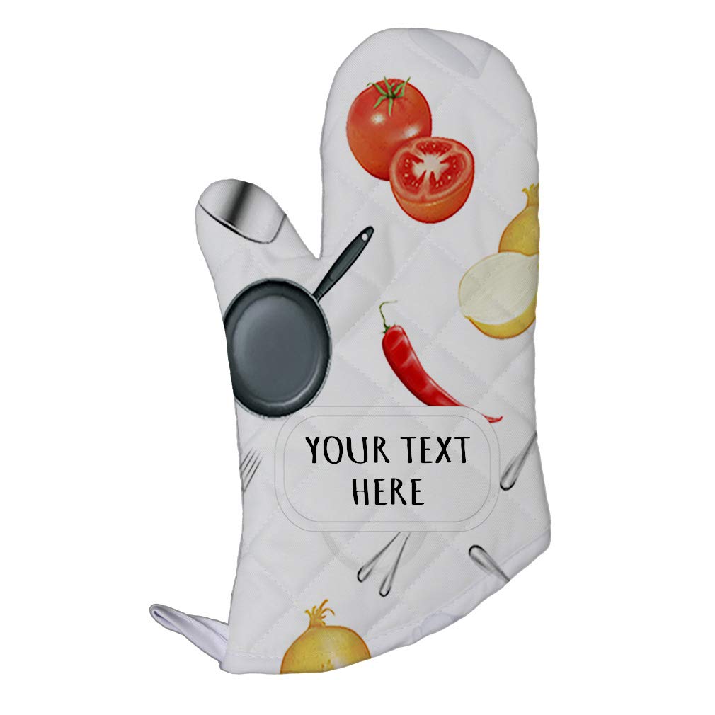 Custom Italian Food Pattern Polyester Oven Mitts - Heat Resistant Kitchen Gloves for Baking, Cooking & Grilling - Perfect for Adults & Home Chefs