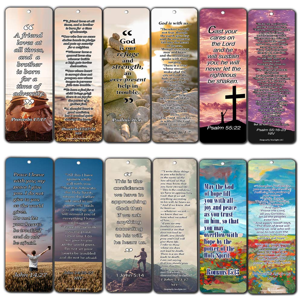 Inspirational Christian Bookmarks with Bible Verses - 6 Unique Designs (Pack of 60) - Scripture Prayer Cards for Bible Study, Gift Giving & War Room Décor - Perfect for Church Groups, Bible Study & Personal Devotion