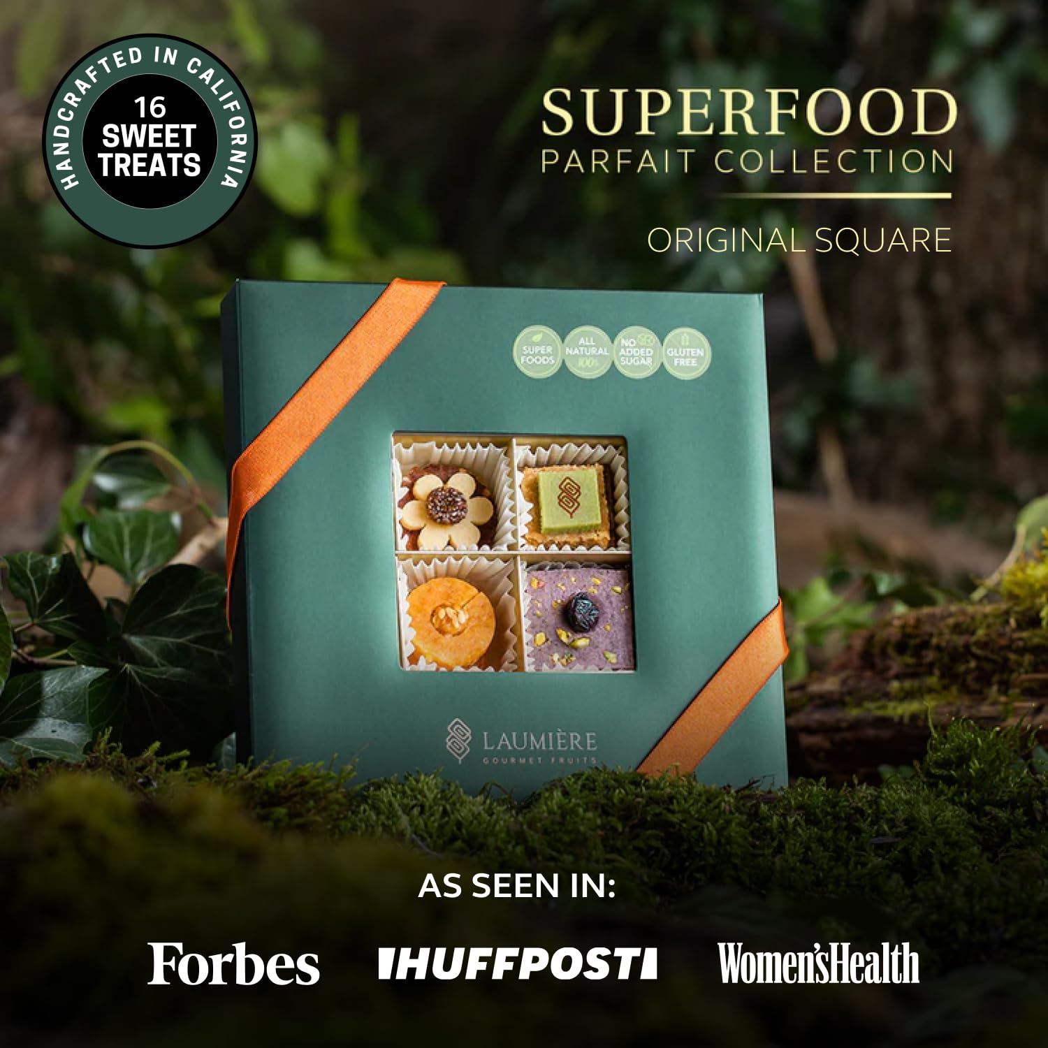 Laumière Gourmet Fruits - Superfood Parfait Collection (16 Pcs Square) - Healthy Dried Fruit Gift Basket - No Added Sugar, Gluten Free, Vegan - Perfect for Gifting, Snacking & Healthy Lifestyle