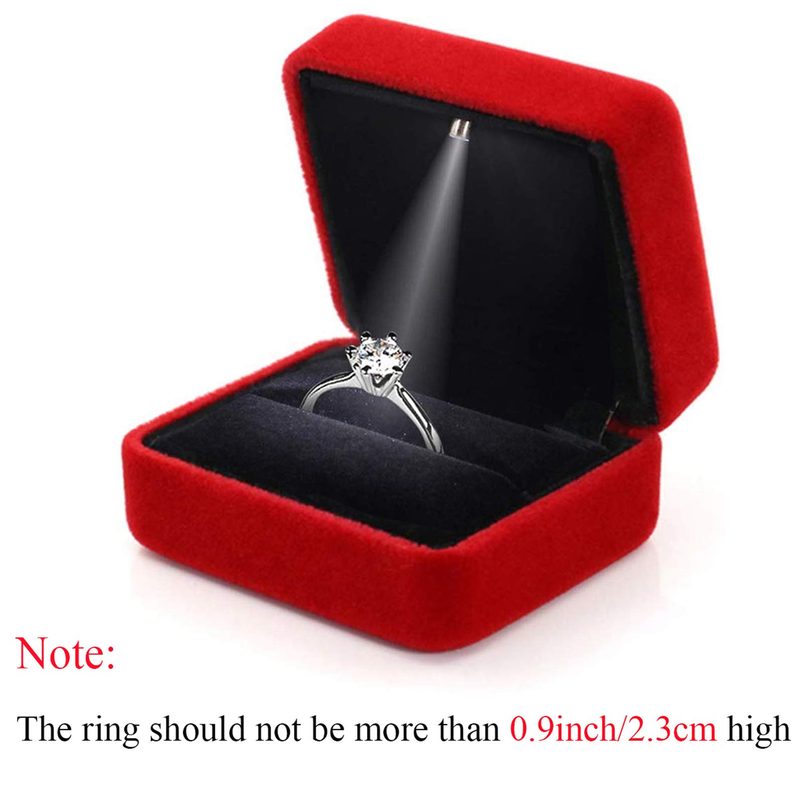 GBYAN Velvet Ring Box with LED Light - Premium Jewelry Display Gift Box for Proposal, Engagement, Wedding - Perfect for Romantic Surprises & Wedding Proposals