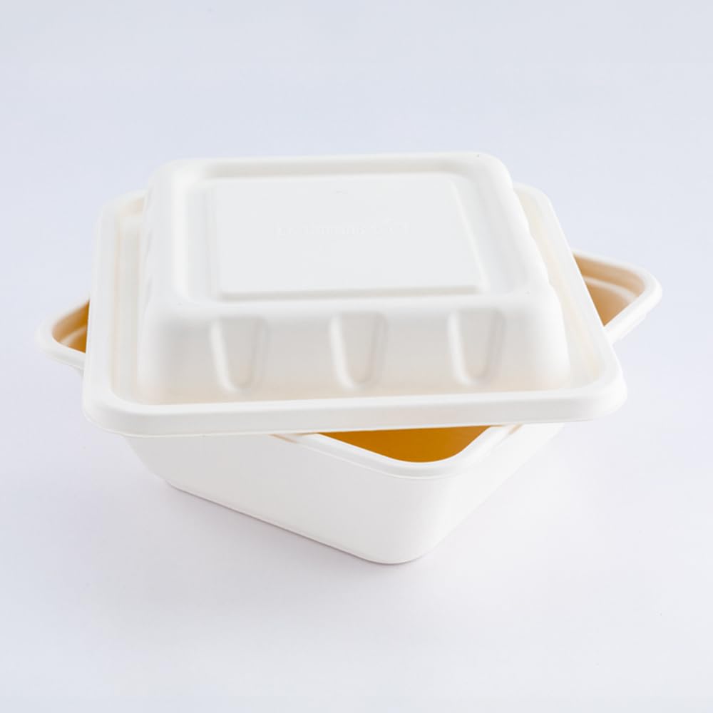 100 Disposable Bagasse Lids for 160oz Bowls | PFAS-Free, Microwave Safe, Compostable Pulp Lids with Reinforced Edge | Perfect for Restaurants, Catering & Takeout Services