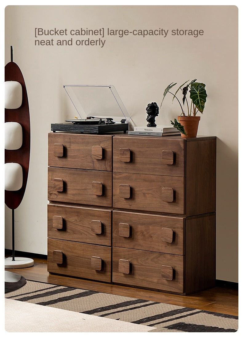 Premium Black Walnut Solid Wood TV Stand with Modular Design - Stylish Media Console for Living Room, Home Theater & Entertainment Centers
