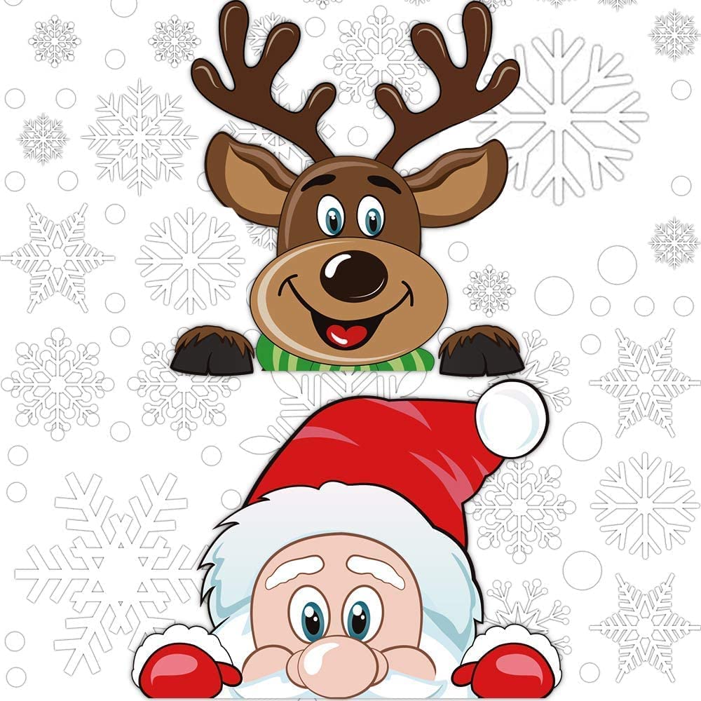 CCINEE Christmas Window Clings - 208PCS Holiday Window Stickers with Snowflakes, Santa Claus & Reindeer Decorations for Home, Office & Classroom | Festive Winter Decor
