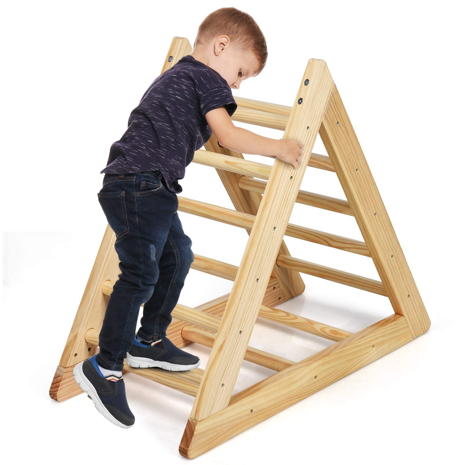 Mayjooy Wooden Climbing Triangle Ladder for Kids - Montessori Climber with 3 Adjustable Ladders - Sturdy Indoor Play Equipment for Toddlers & Children Ages 3+ - Perfect for Home Playroom, Daycare & Backyard Adventures