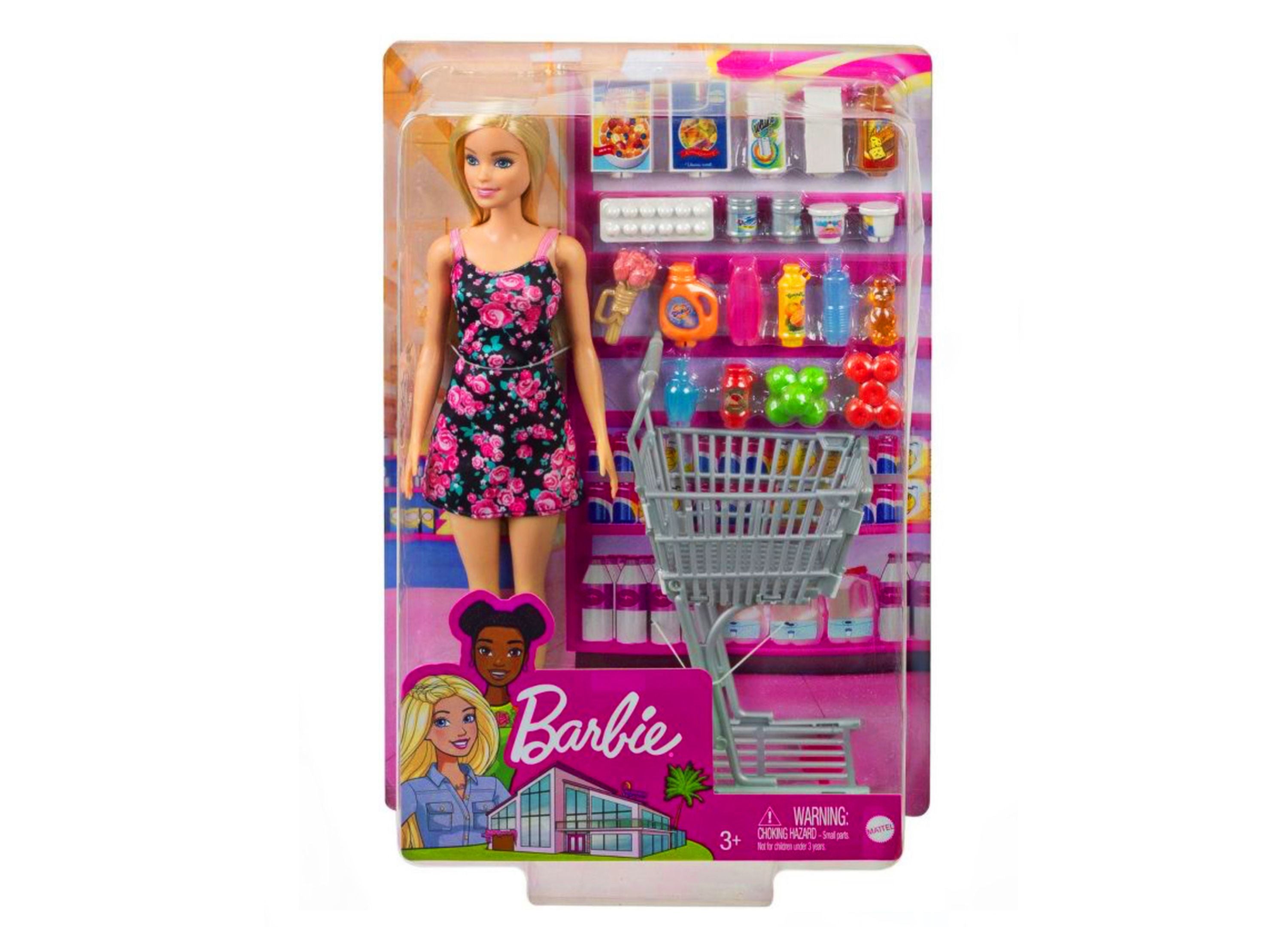 Barbie Supermarket Shopping Playset with Rolling Cart, Grocery Items & Accessories - Fun Pretend Play Toy for Kids, Perfect for Role-Playing & Imaginative Games