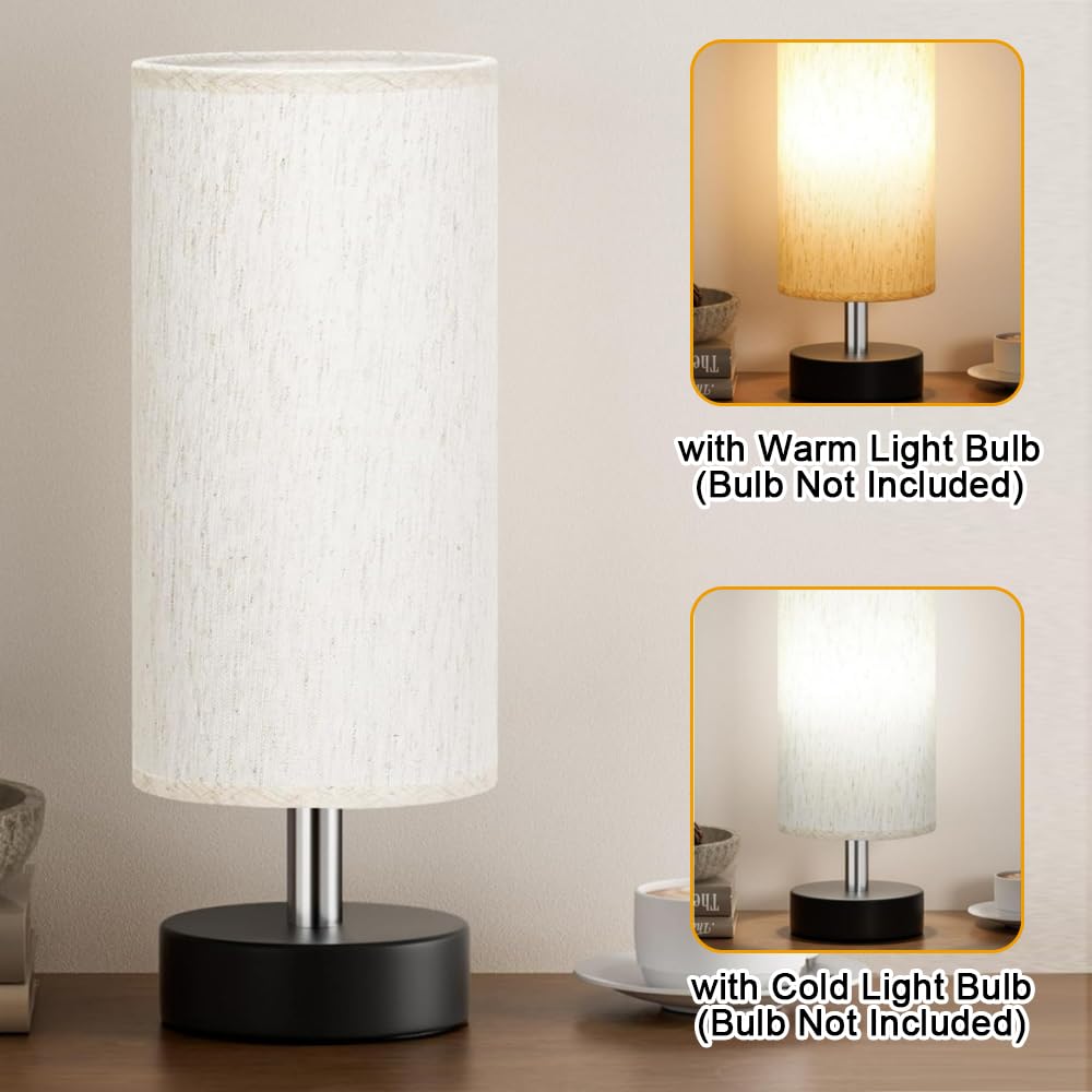 ICDLTJ Modern Fabric Shade Table Lamp - Bedside Nightstand Lamp with Wire Switch, Adjustable Desk Reading Light for Bedroom, Living Room, Kids Room, Office, and Dorm Decor