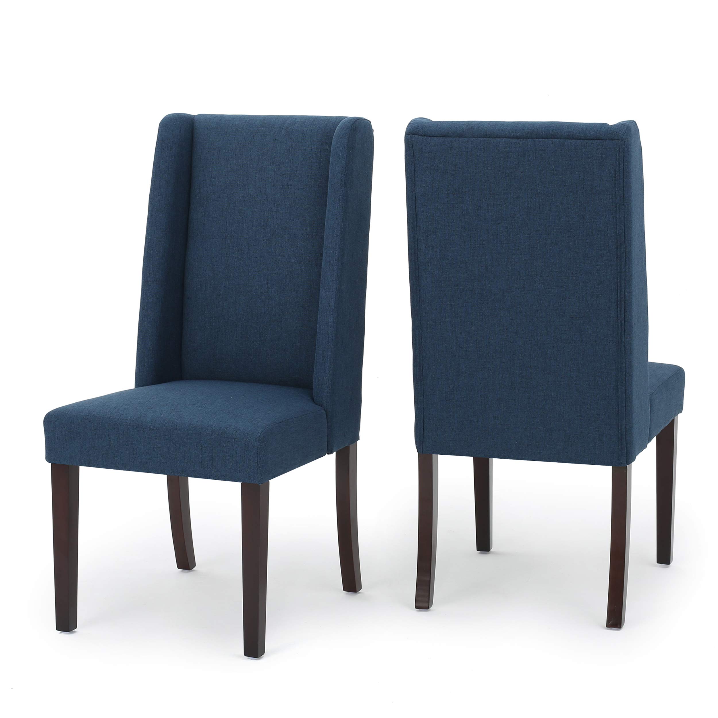 Premium Rory Fabric Dining Chairs Set of 2 - Navy Blue Upholstered Kitchen Chairs for Dining Room, Breakfast Nook & Home Decor