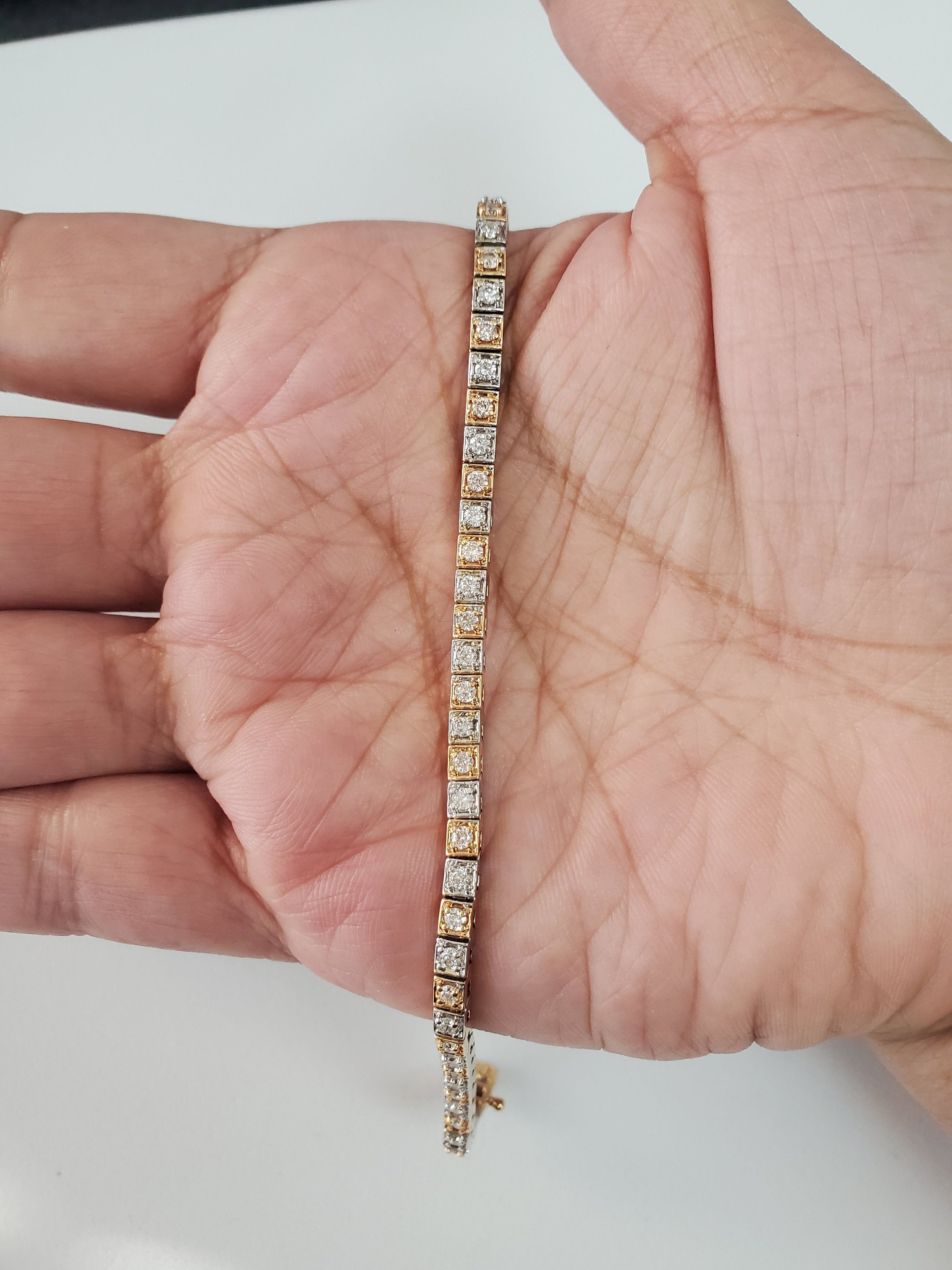 18K Rose Gold & White Gold Diamond Tennis Bracelet for Women - Elegant Stackable Jewelry Gift for Weddings, Anniversaries & Special Occasions