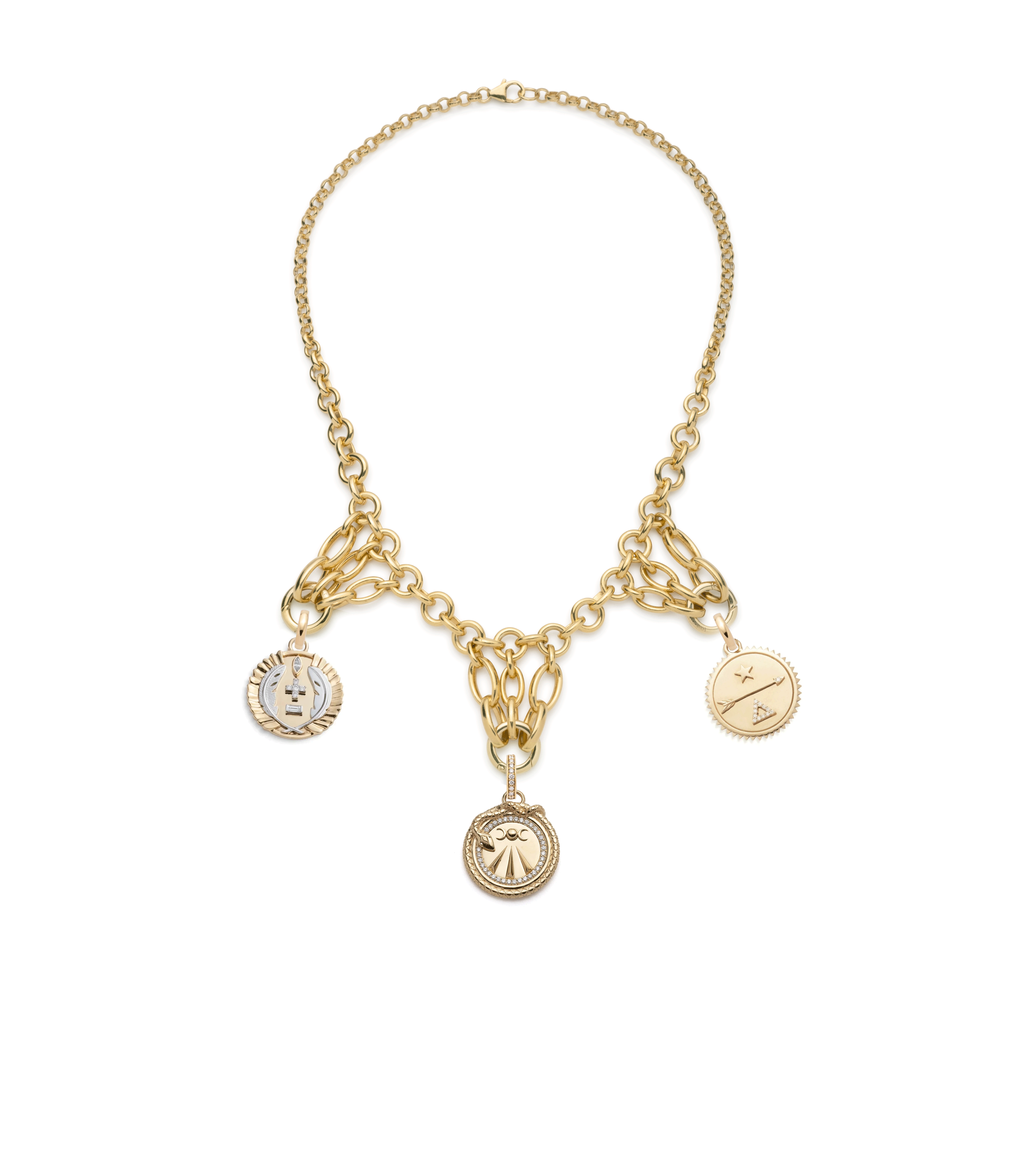 Mind, Body, Soul Lattice Bib Necklace - 14K Yellow Gold Diamond Pendant for Women | Elegant Statement Jewelry for Weddings, Parties & Special Occasions