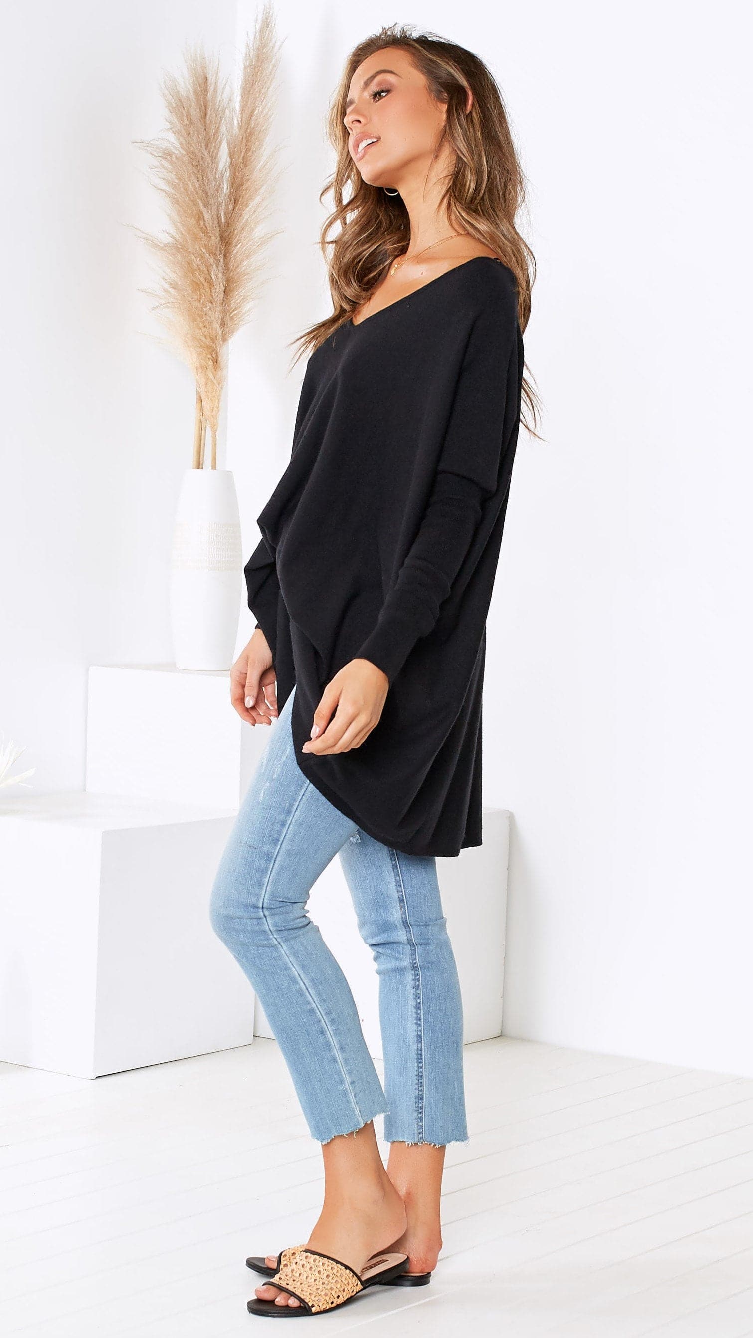 Amalia Knit Top for Women - Soft Stretch Casual T-Shirt, Black - Perfect for Everyday Wear, Office & Outings