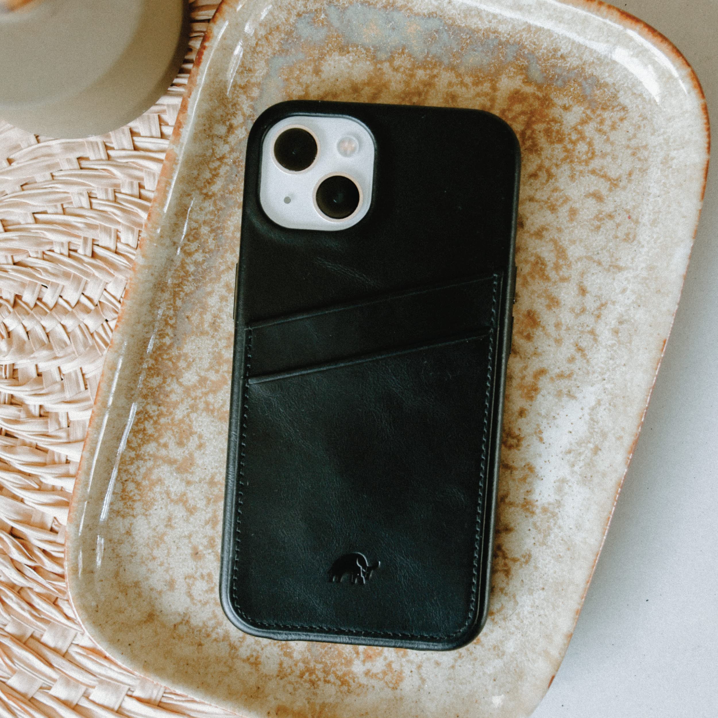 Premium Leather iPhone 13 Case - Bullstrap Black Edition Portfolio Phone Cover for Apple iPhone 13 | Durable Protection for Work, Travel & Everyday Use