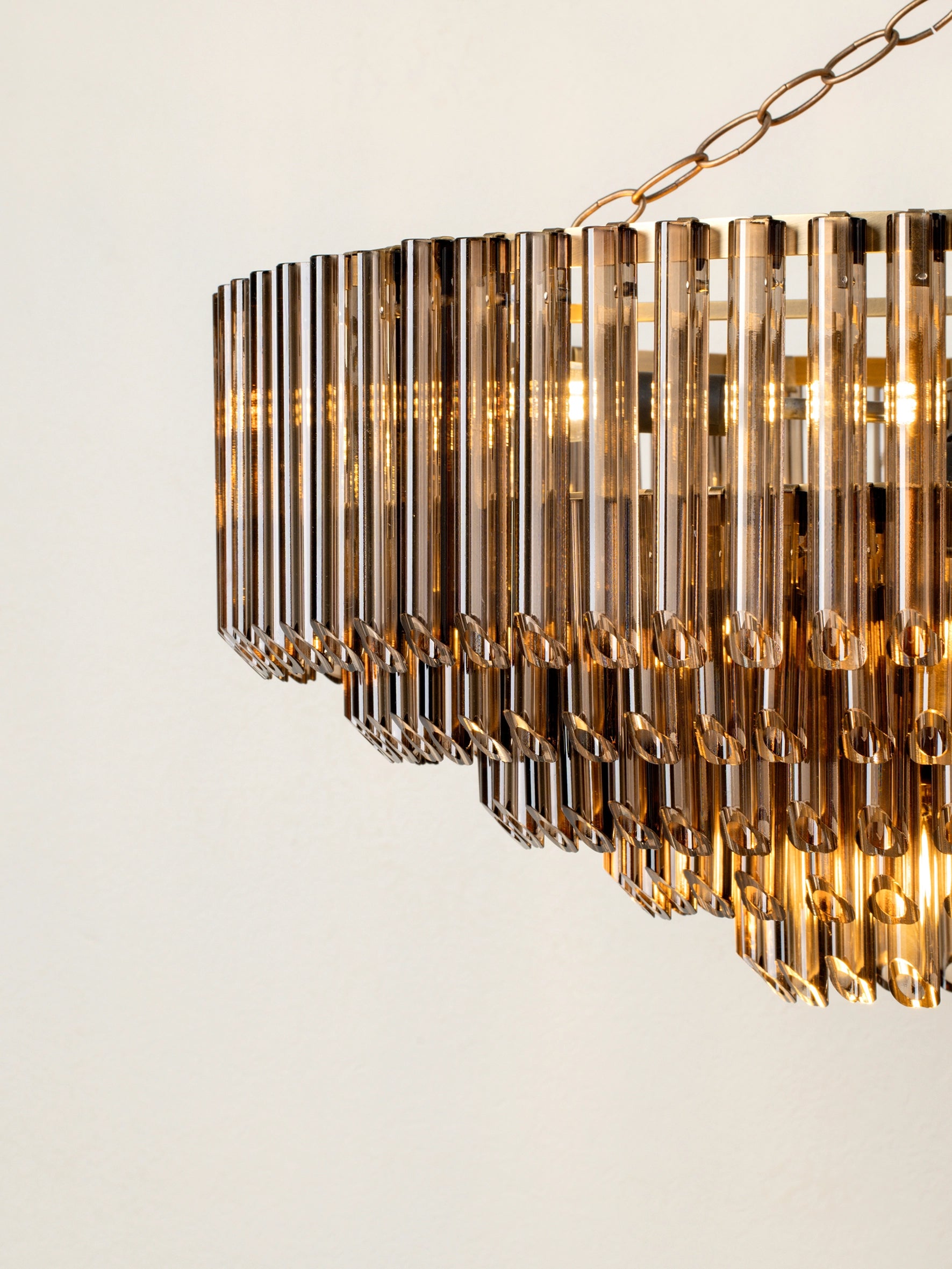 Petalia 9-Light Bronze Chandelier with Smoked Chocolate Glass Tubes - Elegant Dining Room & Living Room Lighting Fixture for Home Decor