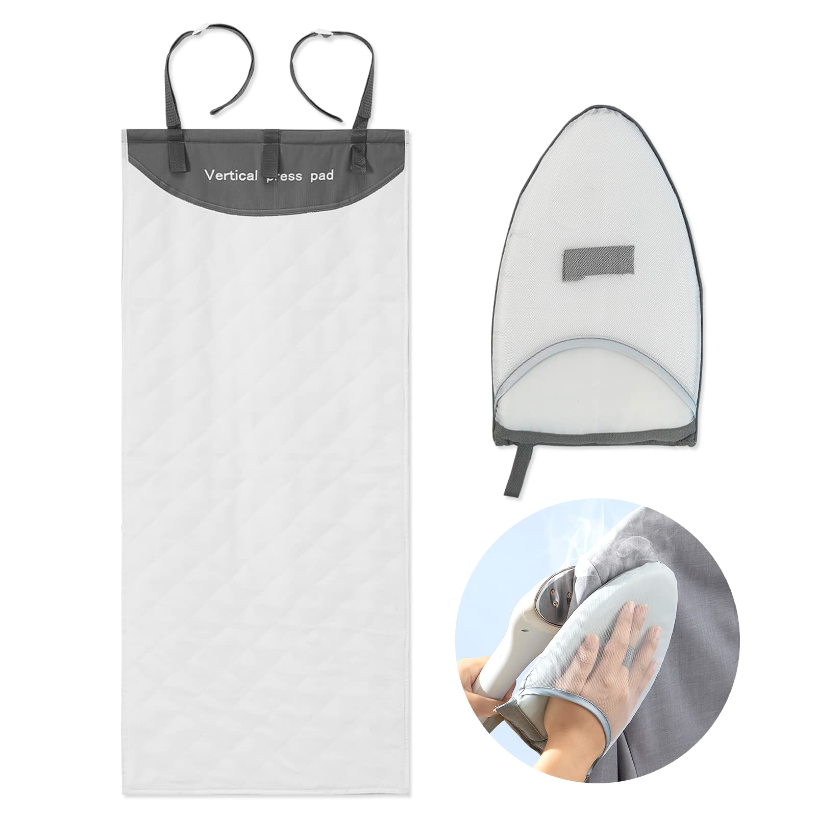 DSVENROLY Over The Door Press Pad - Heat Resistant Vertical Steamer Pad with Glove for Handheld Steamers, 19.7
