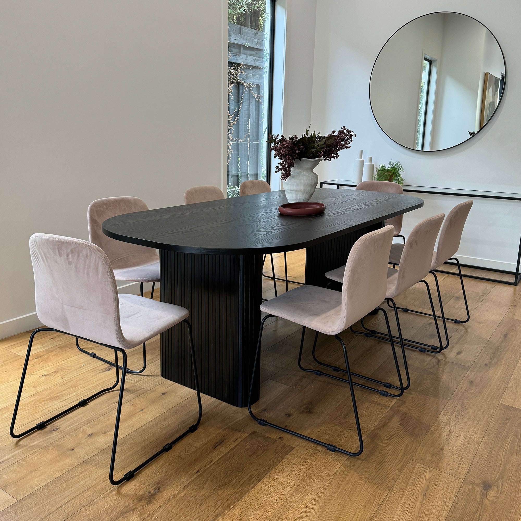 ASTON 220cm Black Dining Table - Modern Large Kitchen Table for Family Gatherings & Dinner Parties