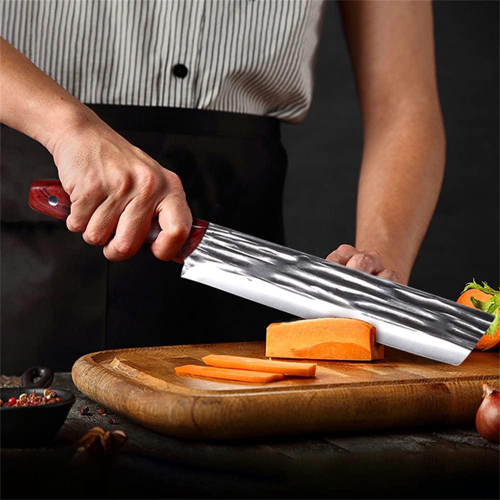 7.9-Inch Handmade Forged Nakiri Knife - Japanese Chef Knife for Vegetables & Meat | Razor-Sharp High-Carbon Steel Blade with Ergonomic Wood Handle | Perfect for Home Kitchen, Restaurant & Professional Cooking