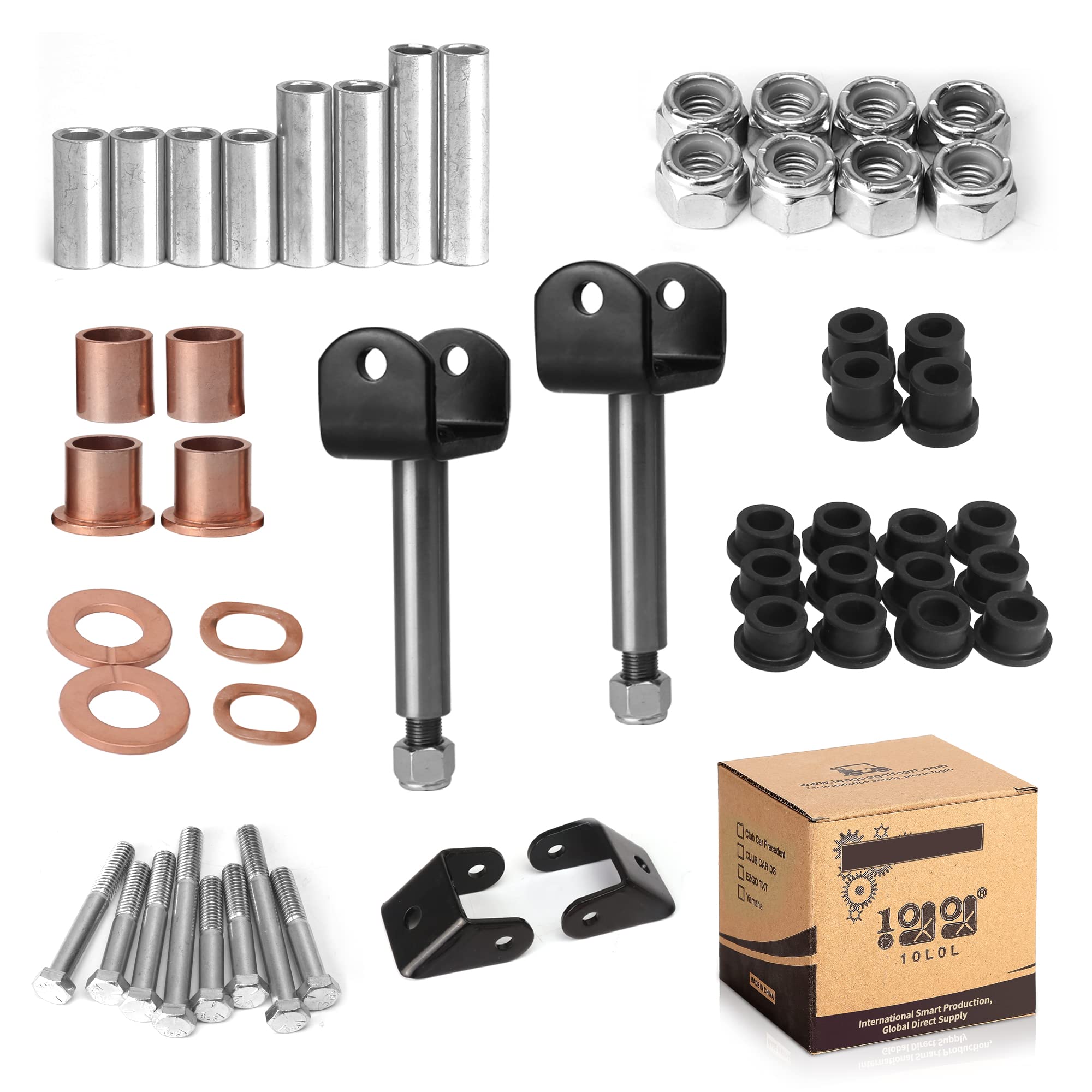 Club Car DS Front Repair Kit for Golf Cart (1993-Up Models) - 10-Piece Deluxe Set for Gas & Electric Club Car DS - Perfect for Suspension & Steering Maintenance