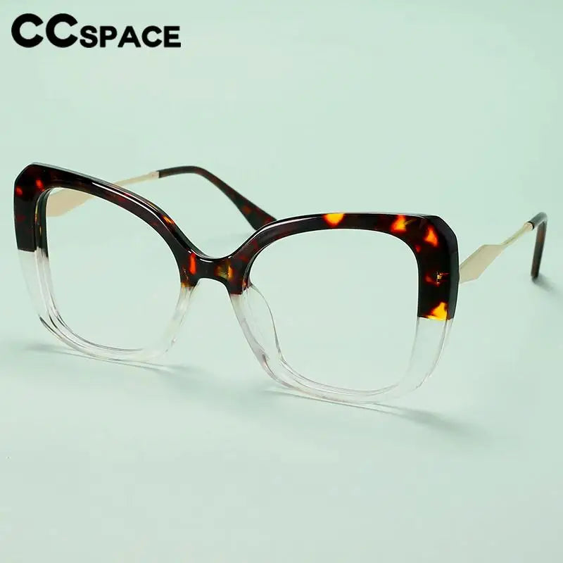 CCspace Women's Full Rim Large Cat Eye Reading Glasses - Plastic & Alloy Frame (R57092) - Perfect for Reading, Office Work, and Fashion Accessories