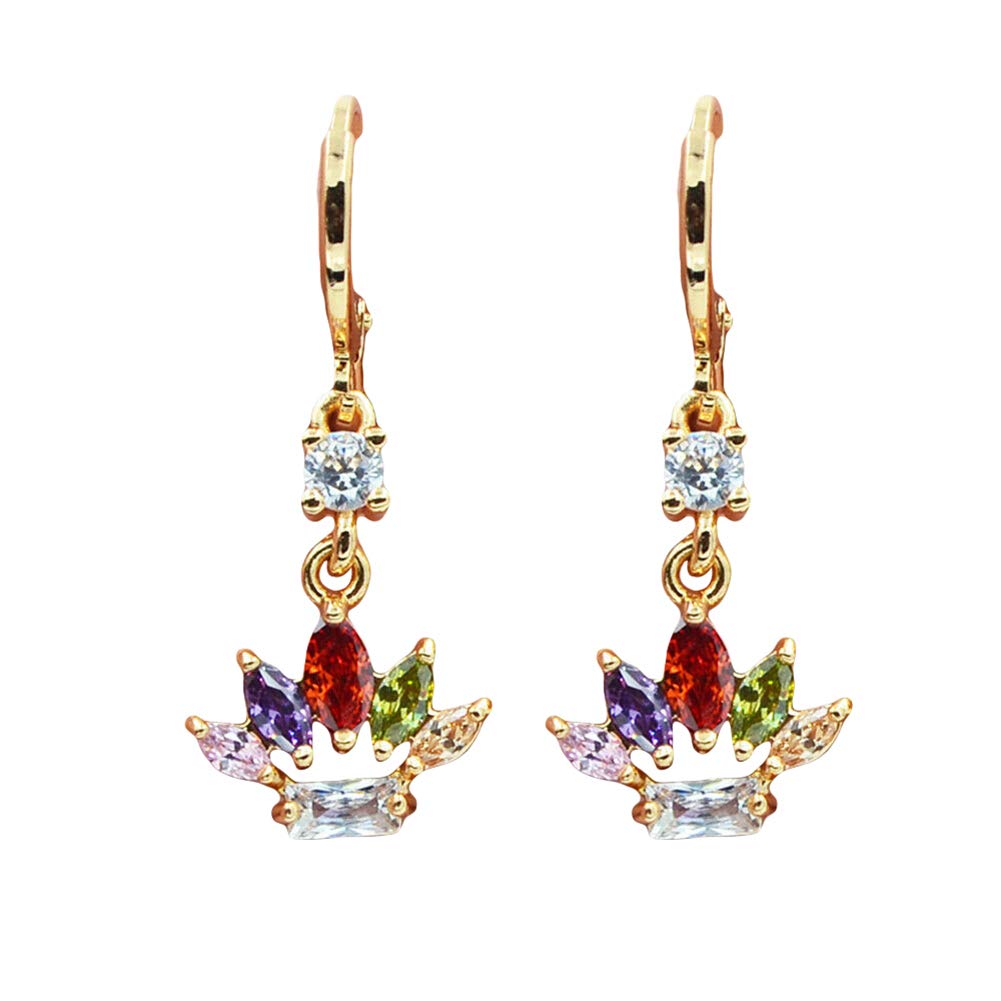 Crystal Pearl Stud Earrings Set for Women - Multicolor Rhinestone Crown Dangle Leverback Earrings | Elegant Jewelry Gift for Girls, Women & Men | Perfect for Parties, Weddings & Special Occasions
