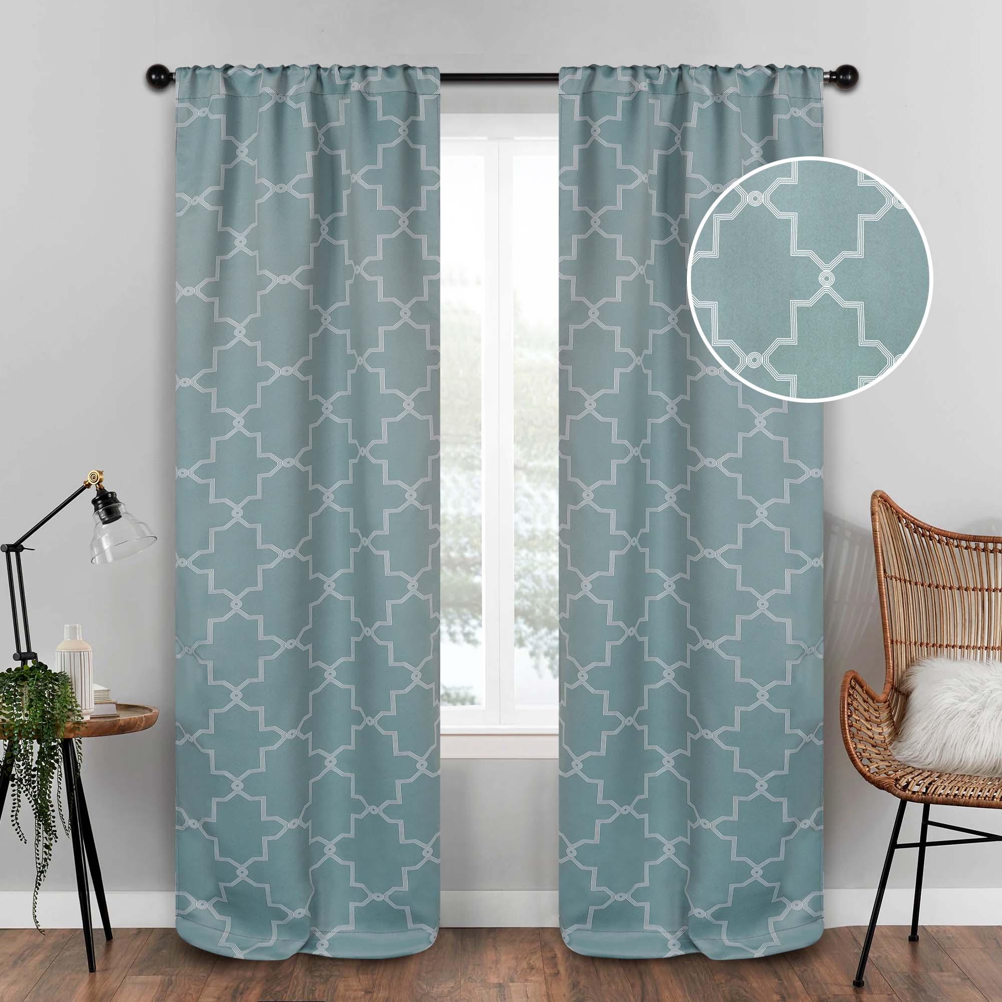 Imperial Trellis Grommet Blackout Curtains - Set of 2 Panels for Bedroom & Living Room Window Treatment, Noise Reducing & Thermal Insulated Drapes