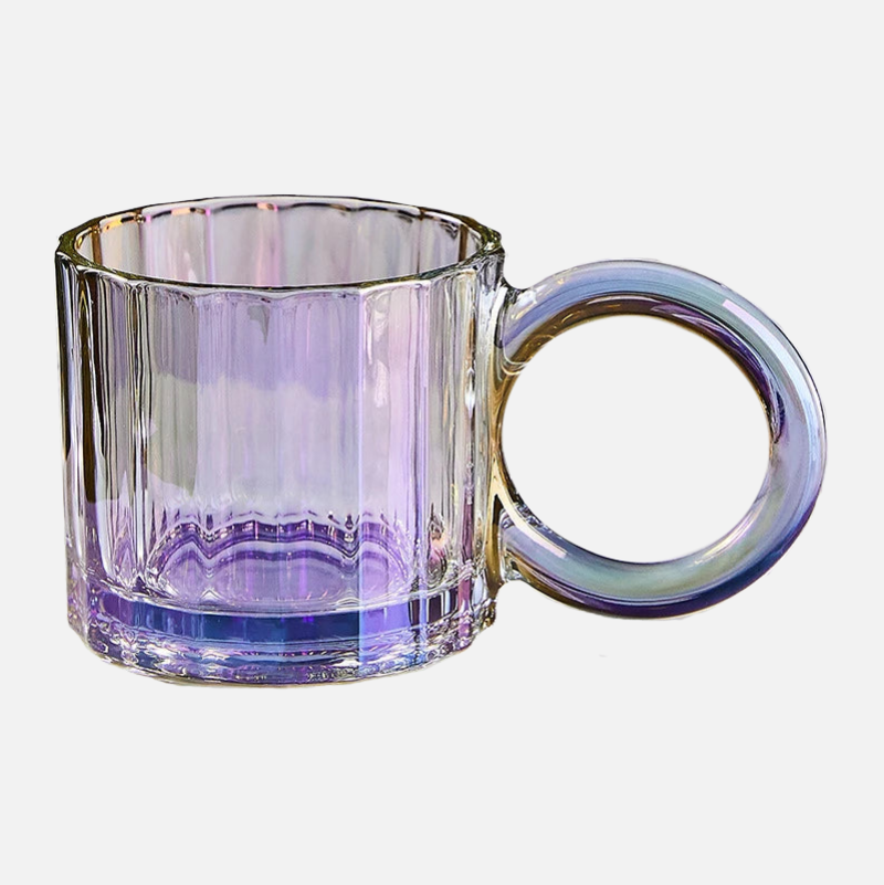 Opa Ring Glass Mug - 12oz Clear Glass Coffee Cup with Handle, Perfect for Hot Tea, Iced Coffee, and Smoothies at Home, Office, or Cafe