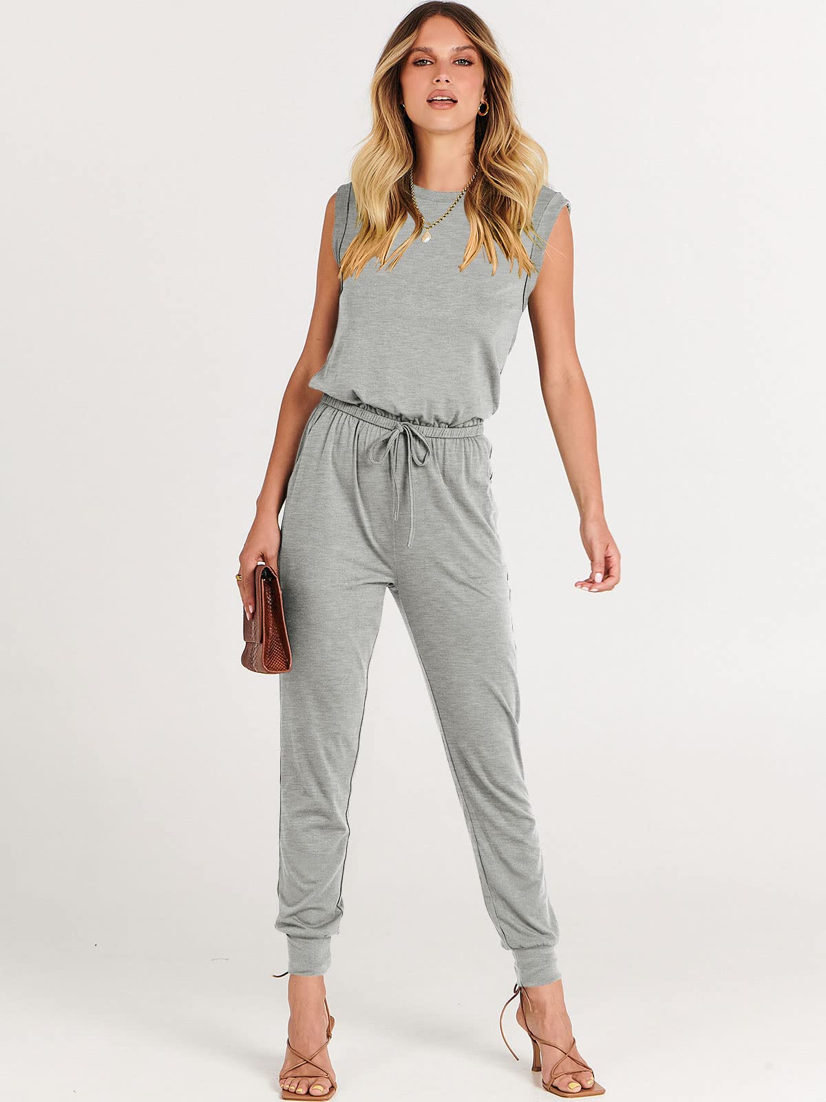 ANRABESS Women's Summer Sleeveless Jumpsuit - Casual Loose Stretchy Romper Dress, Trendy Crewneck Outfit 2025 | Perfect for Beach Vacation, Weekend Brunch & Summer Parties