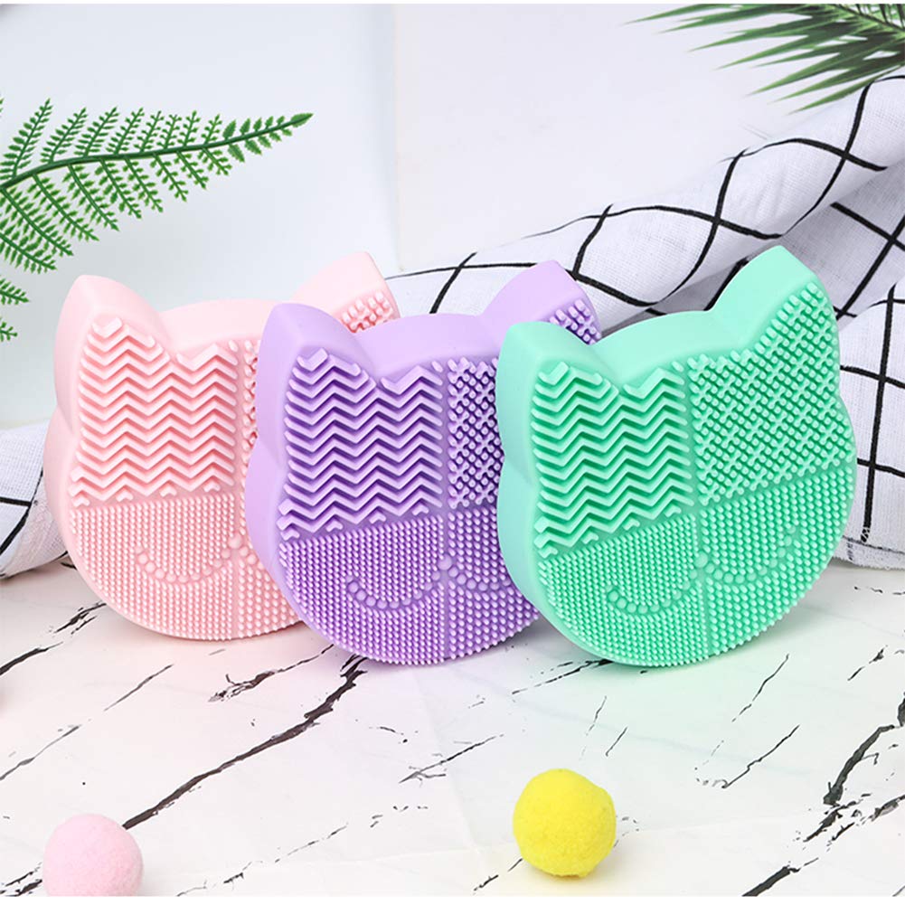 Premium Silicone Makeup Brush Cleaner Mat with Drying Holder - Cat Shaped Portable Cosmetic Brush Cleaning Pad for Manual or Machine Wash (New Orange) | Perfect for Home, Travel & Professional Makeup Artists